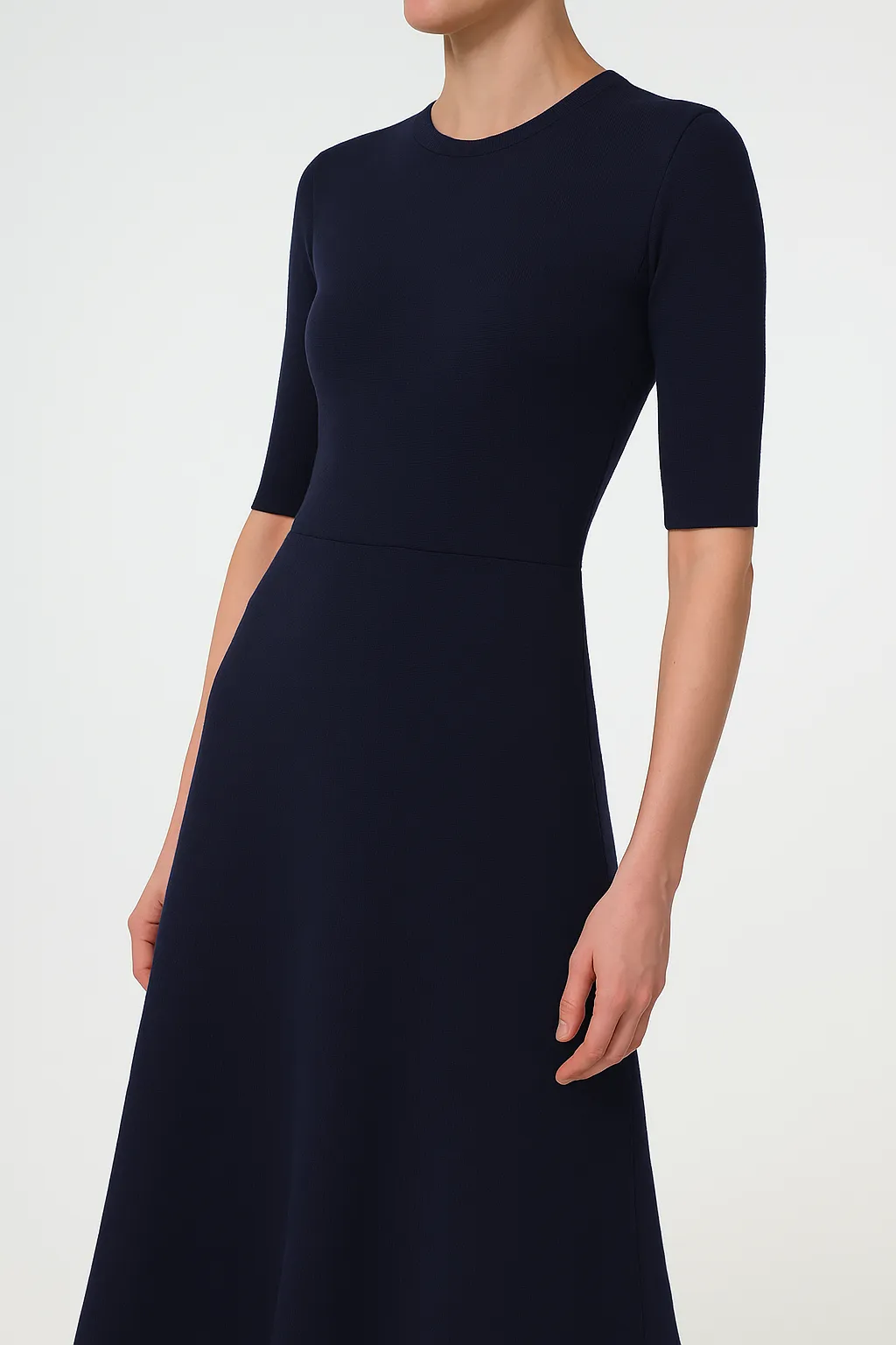 Seymore Knit Midi Dress in Dark Navy Merino Wool Cashmere Chic Ensemble