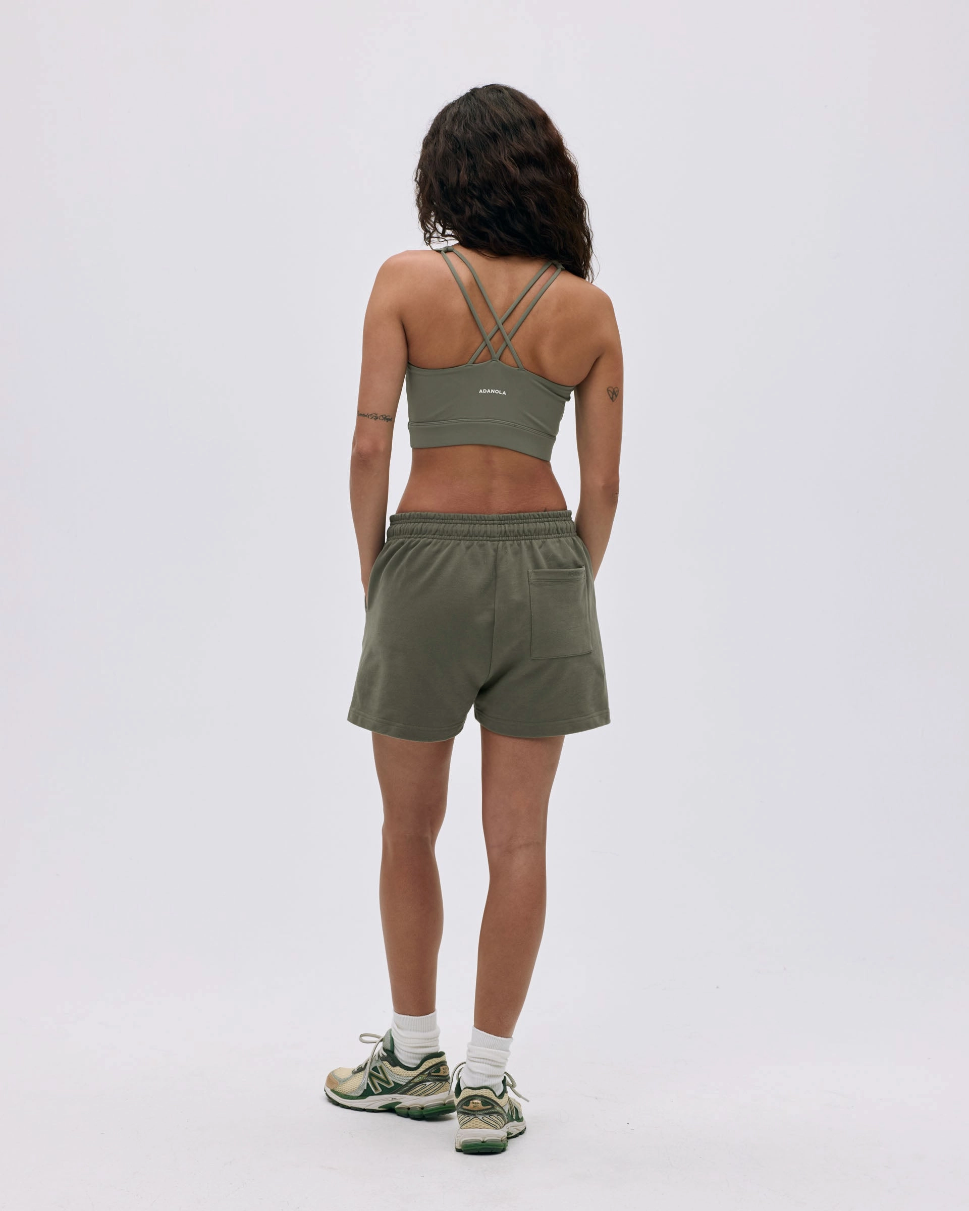 Branded Sweat Shorts - Olive Green Easy Flow Fit Playful Prints