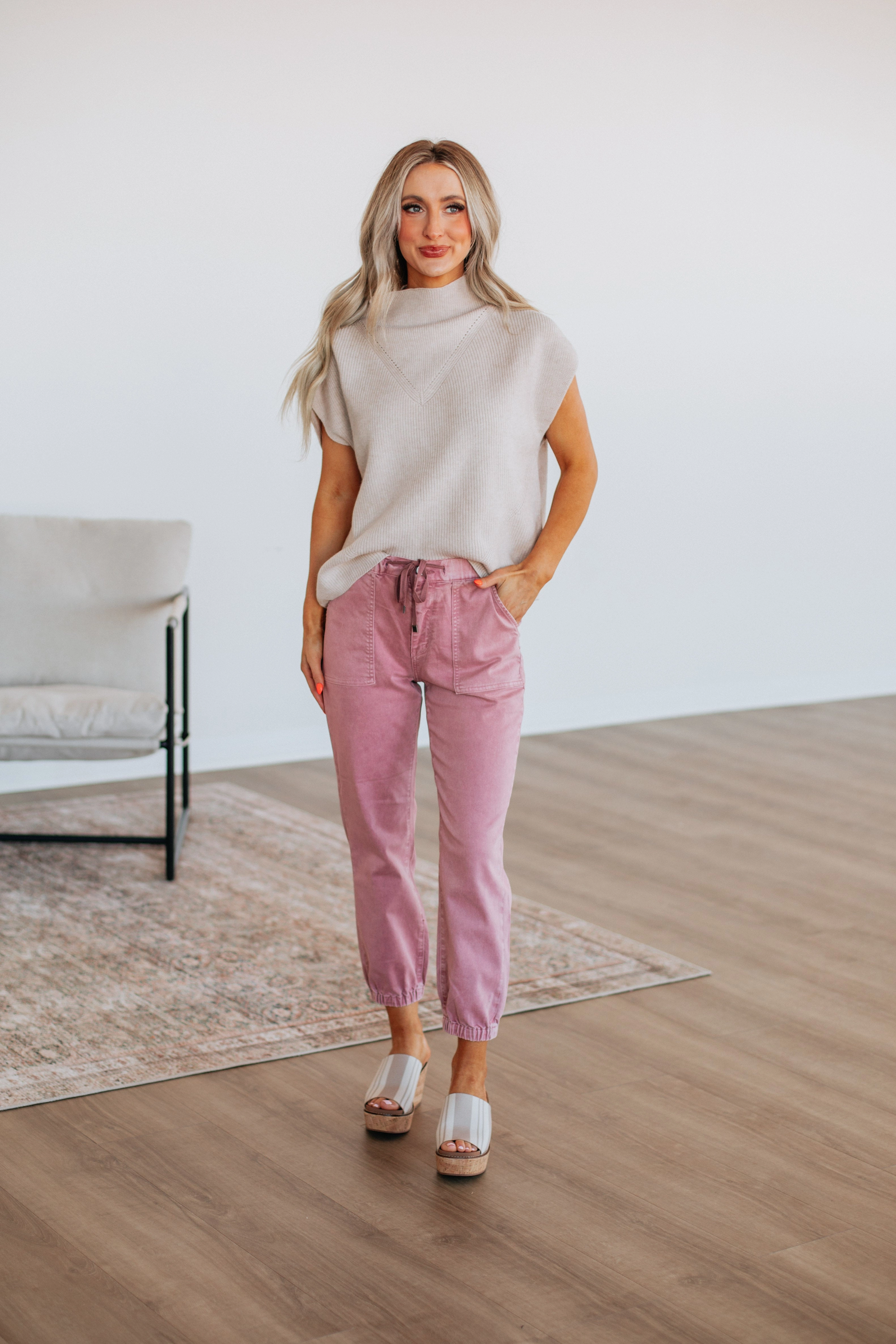 Quick-Dry Fabric Drea Mica Joggers - Blush