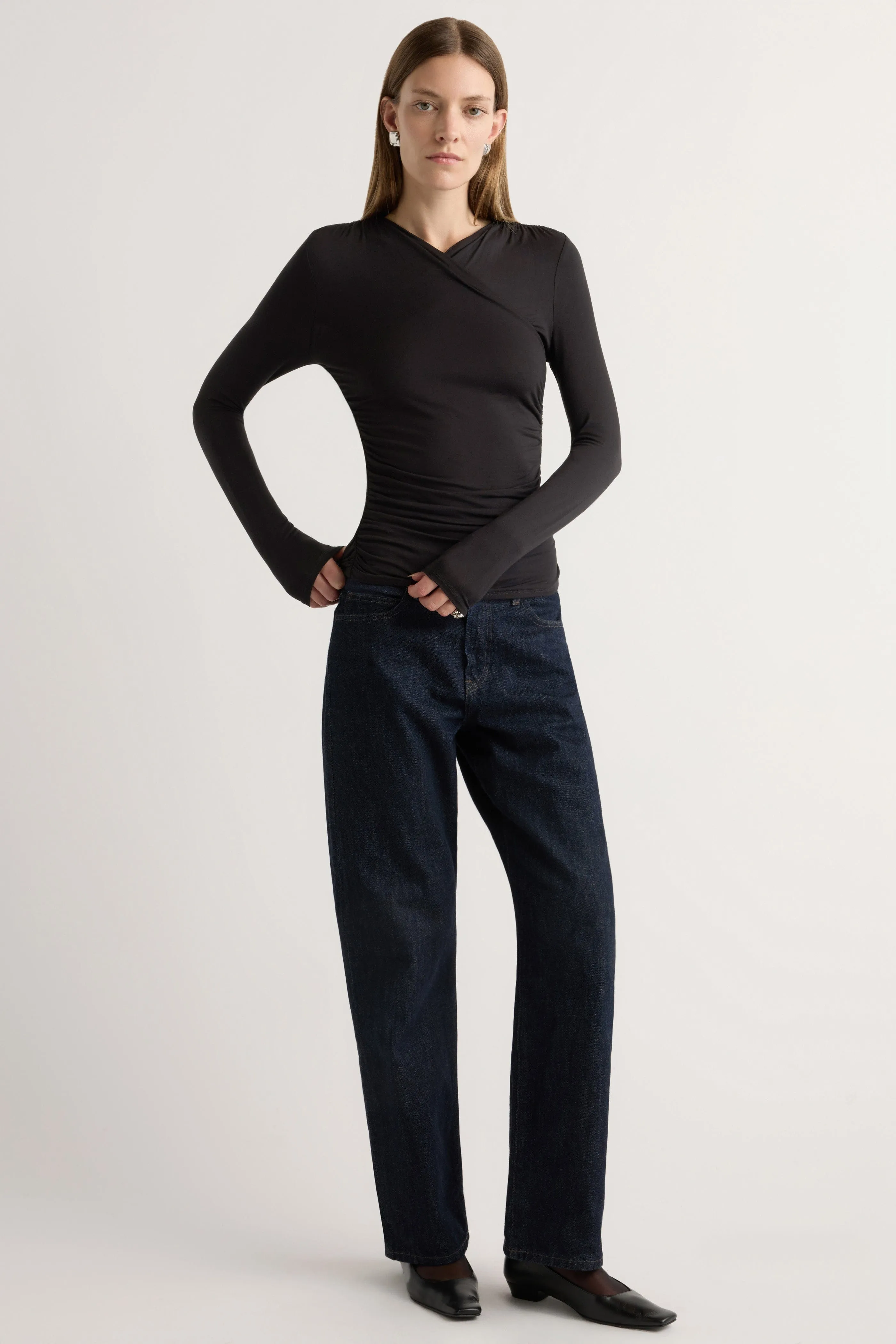 Lilou Wrap-Neck Long-Sleeve Tee Active Style Trend