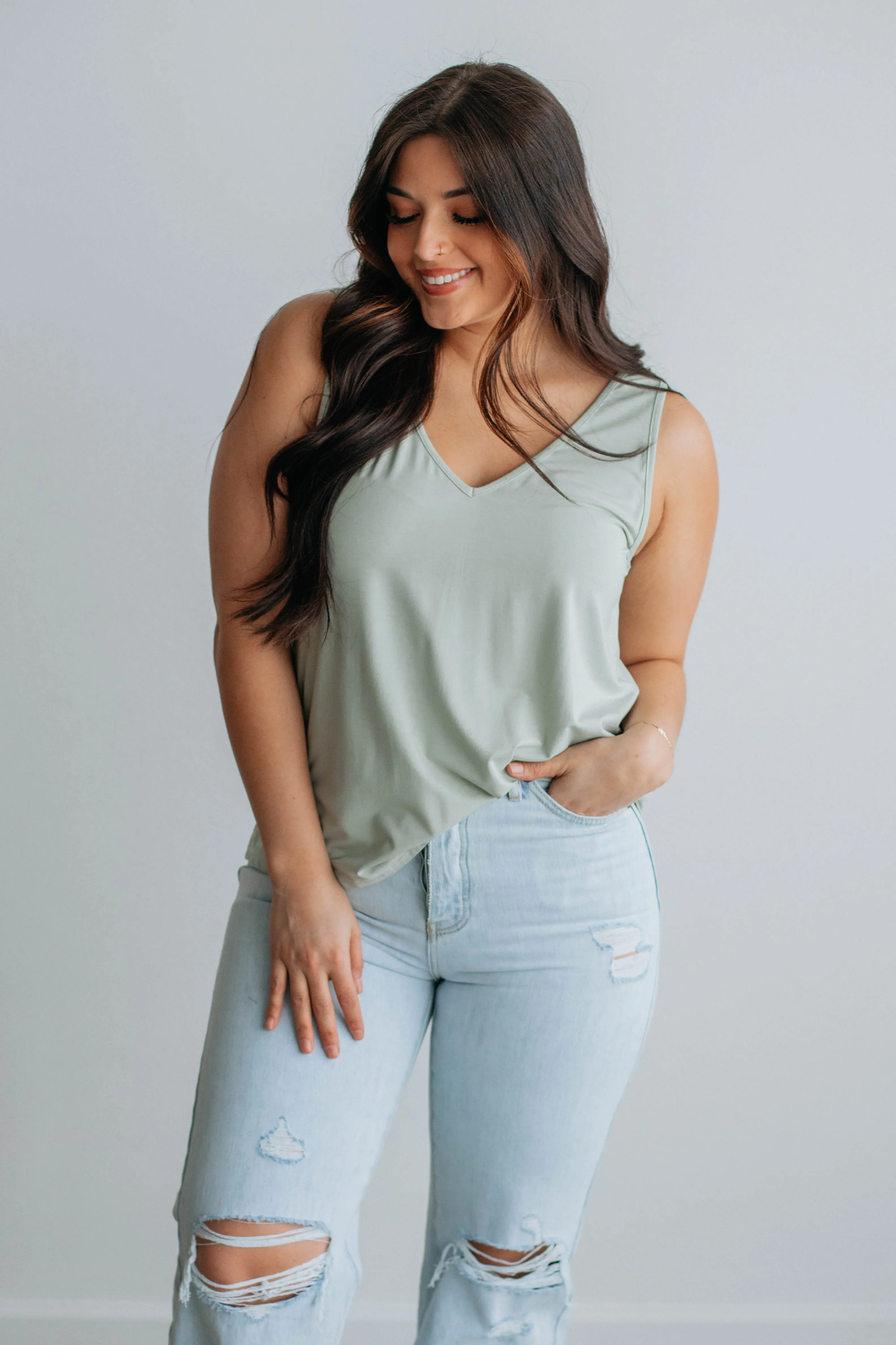 Linley Basic Tank - Light Sage Rust - proof Ultra Soft Lining