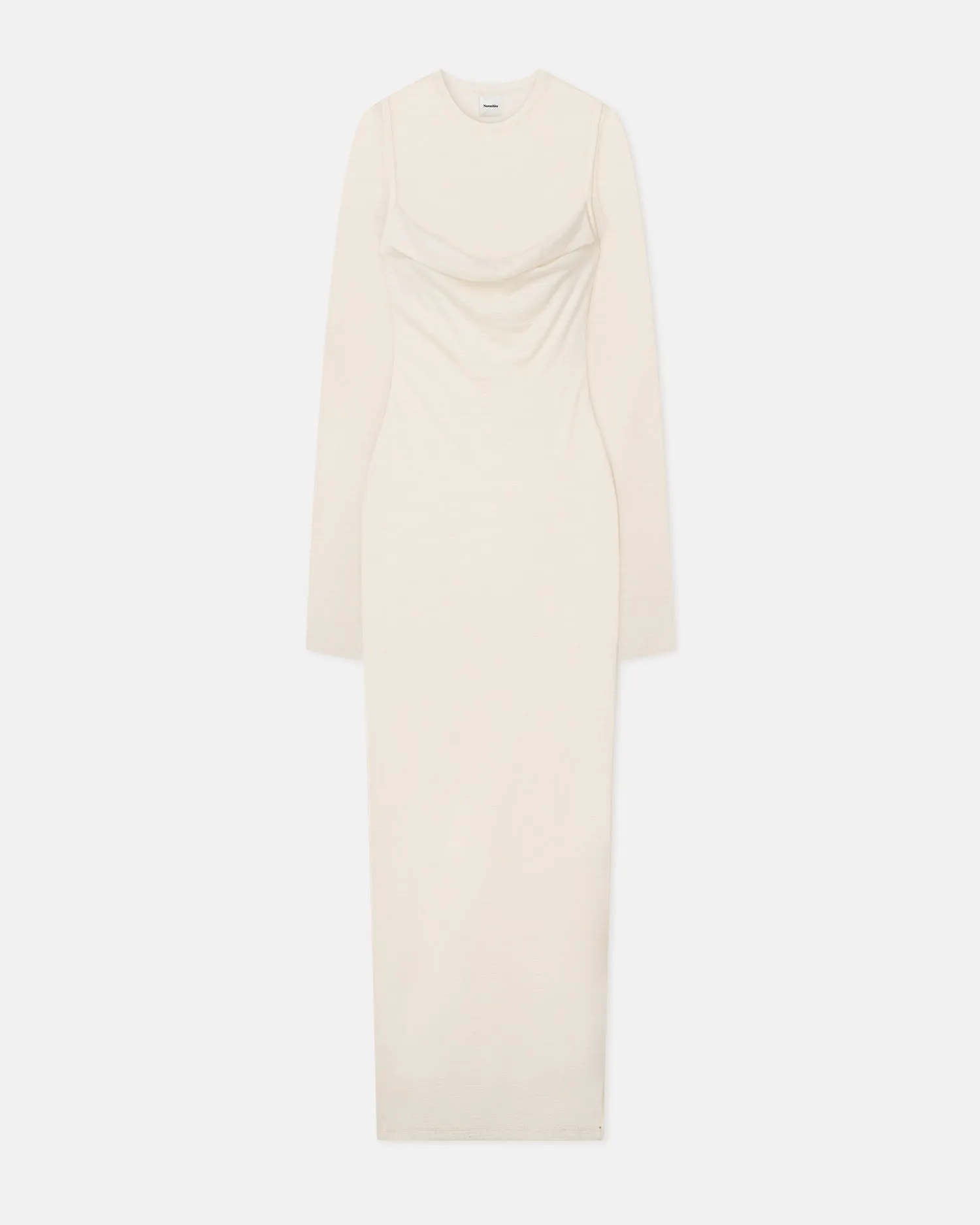 Bow-Detail Linora - Draped Wool Jersey Midi Dress - Creme