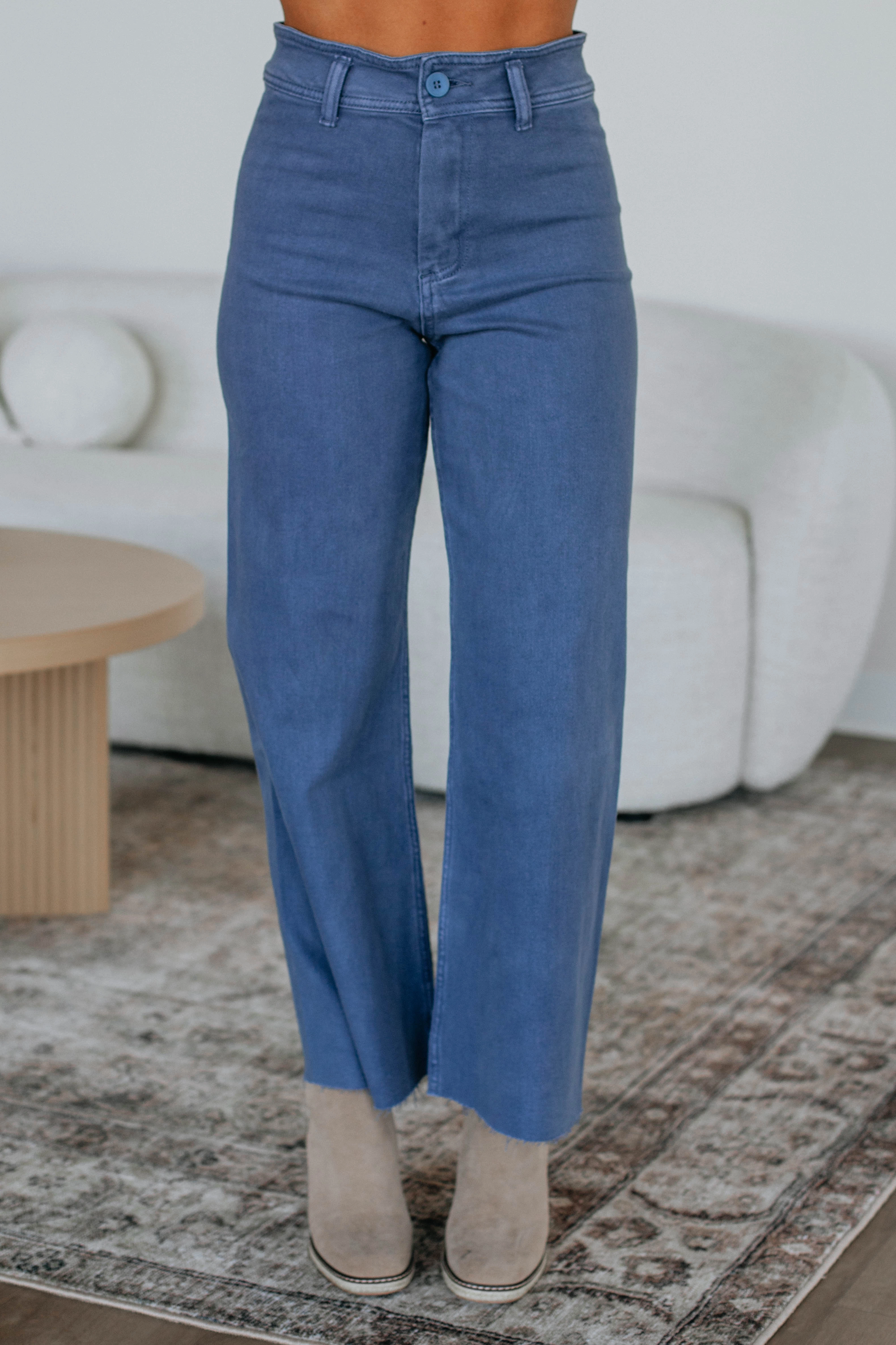 Linsley Wide Leg Pants - Stormy Blue Flattering Comfort Casual Comfort Fit