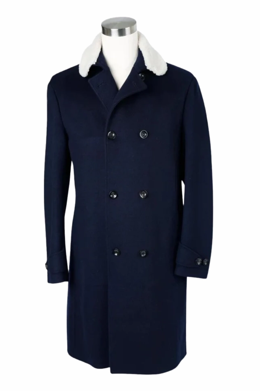 Long Double-Breasted Cashmere Dress Coat Utility Inspired Look WaterRepellent Finish