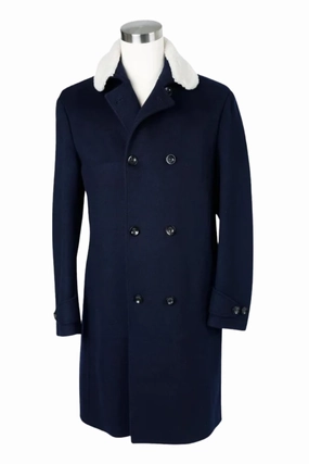 Long Double-Breasted Cashmere Dress Coat Utility Inspired Look WaterRepellent Finish