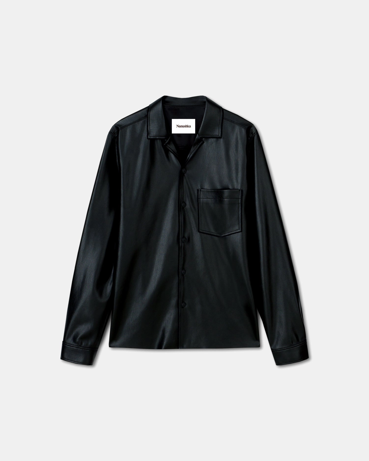 Duco - Okobor? Alt-Leather Long Sleeve Shirt - Black Advanced Moisture Management