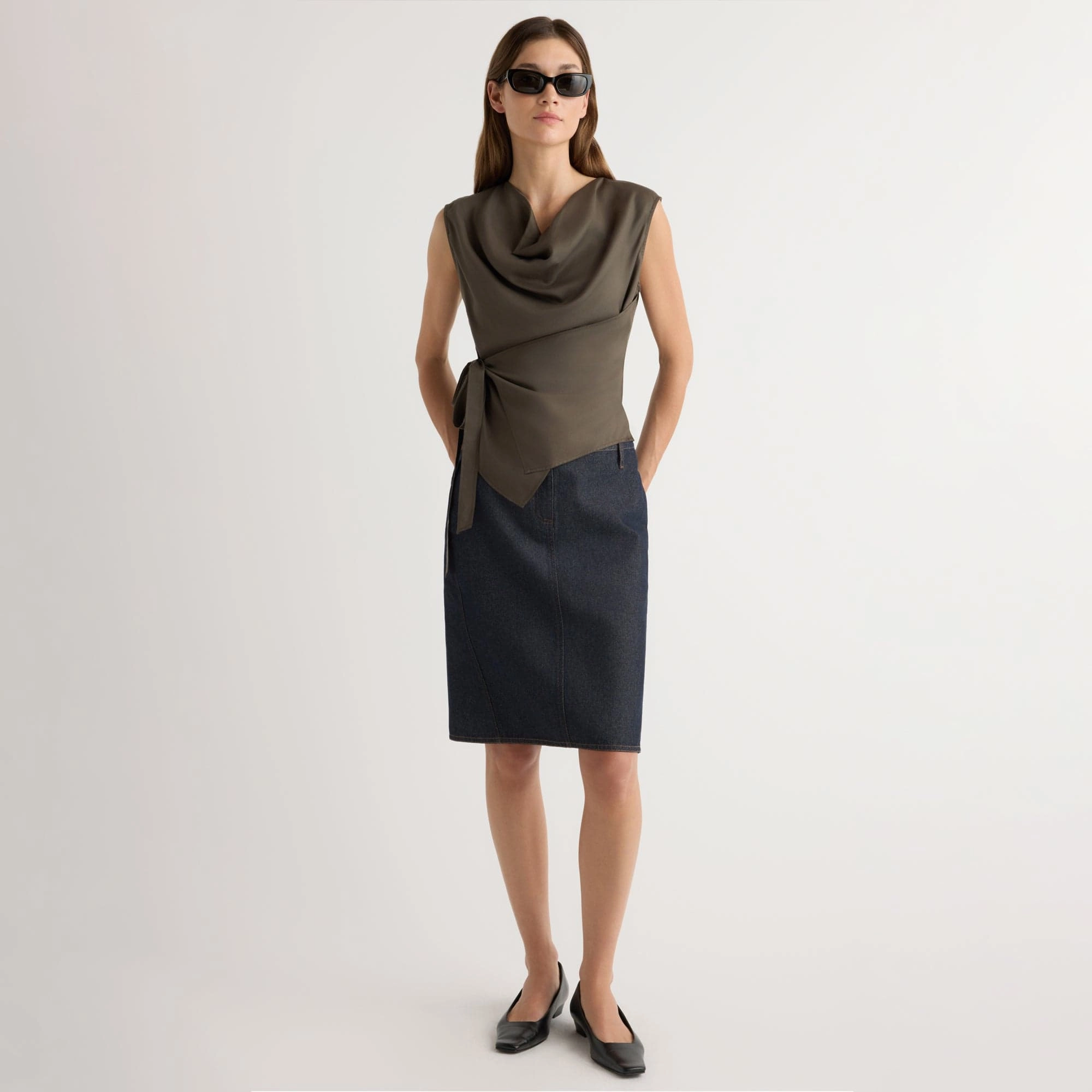 Johanna Knee-Length Denim Skirt Weekend Style Breathable Material