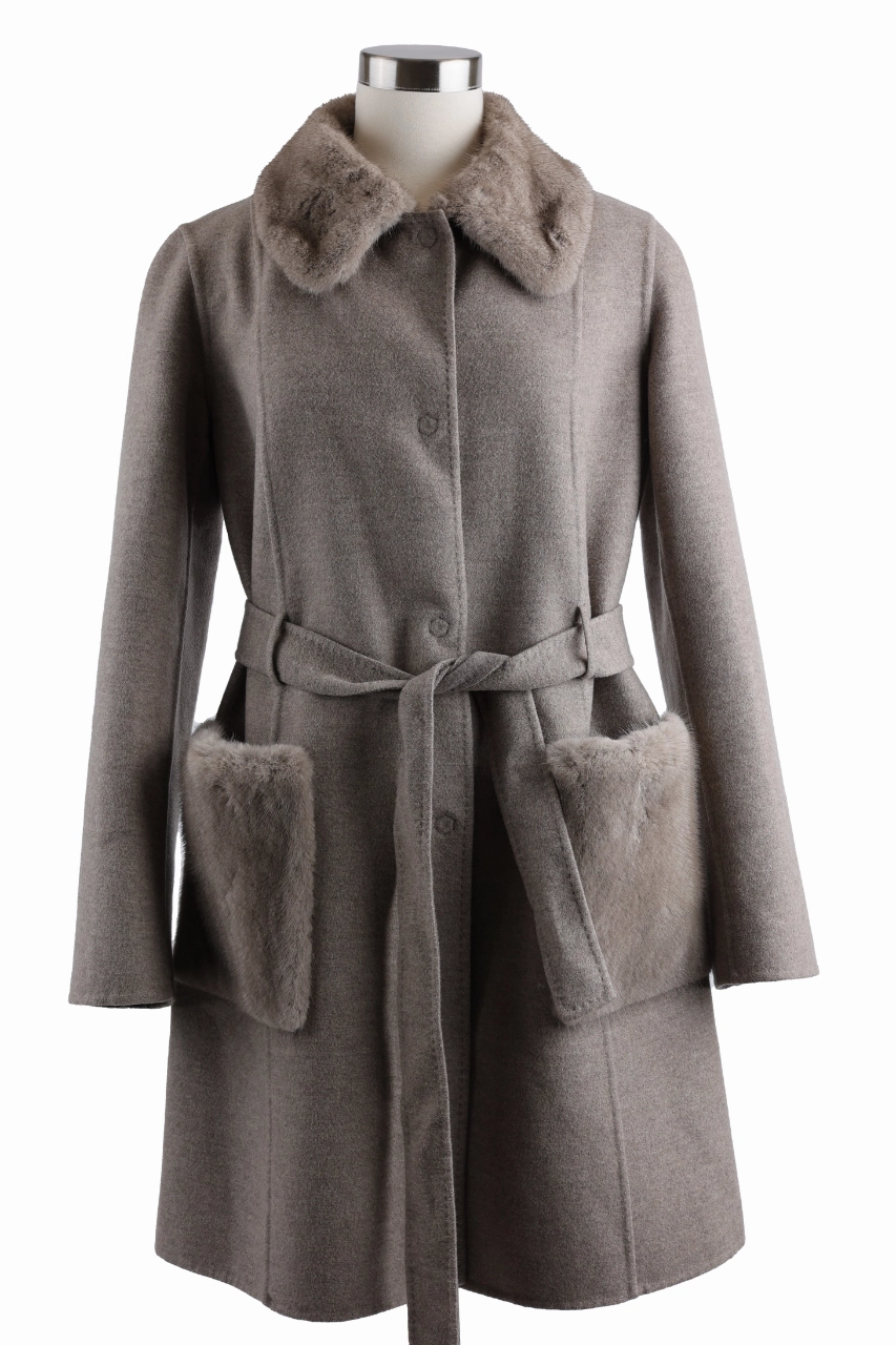 Loro Piana Storm System Wool/Cashmere Belted Parka W/ Mink Trim Casual Staple