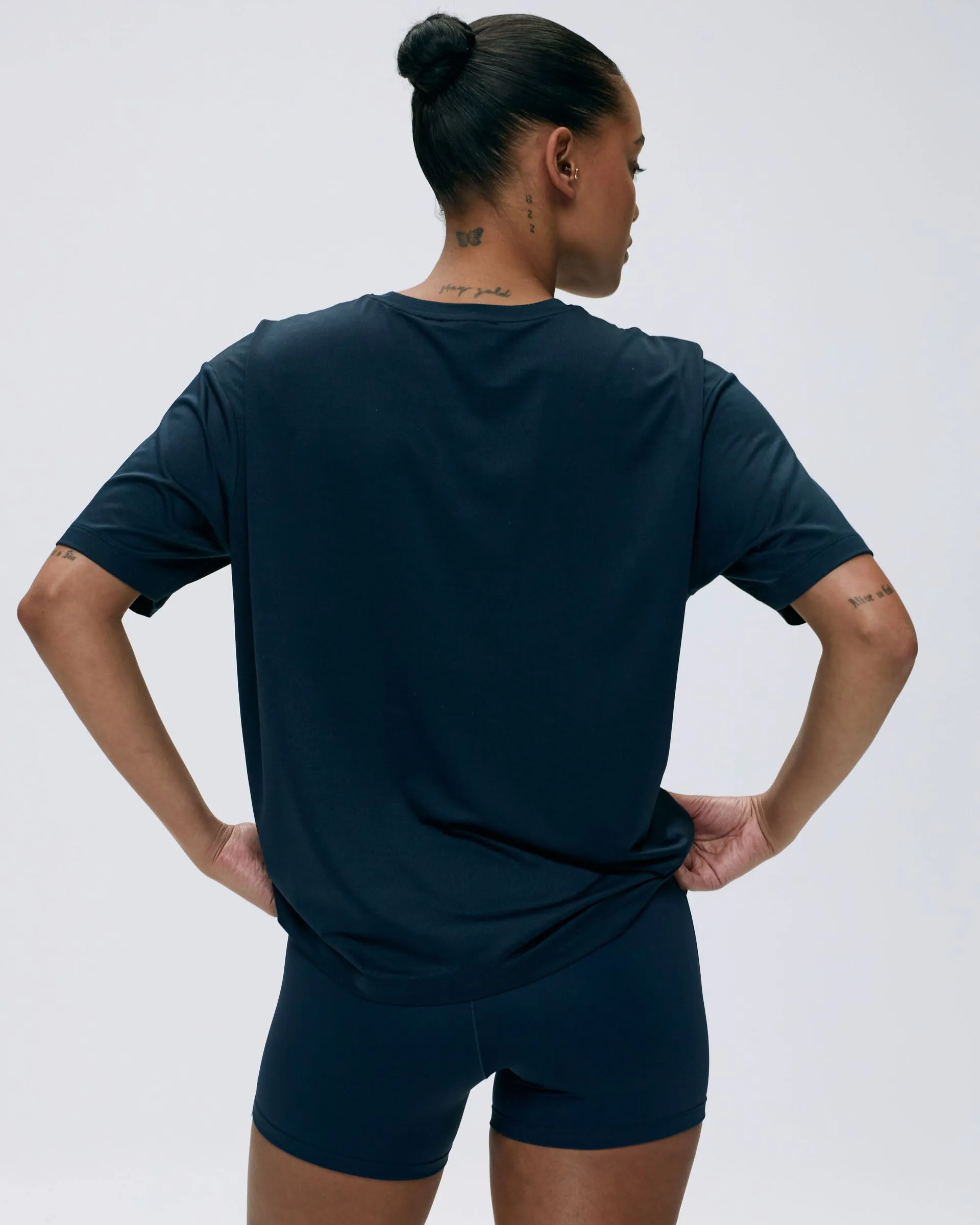 Mesh Active T-Shirt - Navy Blue Moisture Wicking Fabric Smooth Zipper Integration