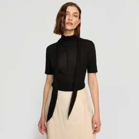 Lucine Scarf-Neck Semi-Sheer Tencel Tee quick-drying