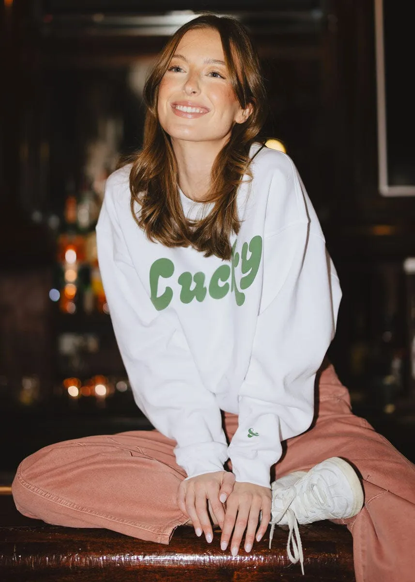 Perfect Knit Lucky Oversized Sweatshirt - White