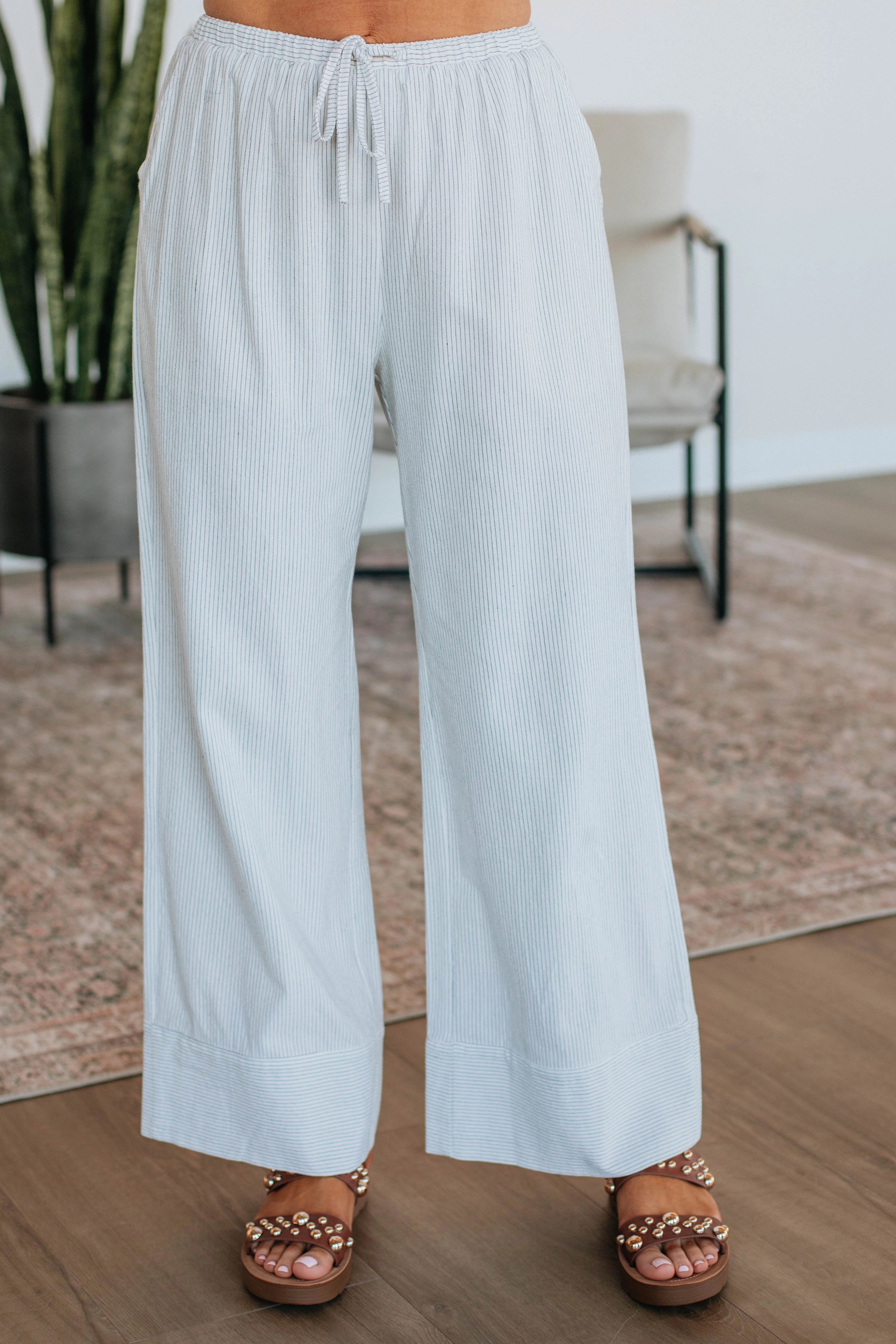 Tailored Wear Effortless Fit Luvan Striped Pants - Ivory Mix