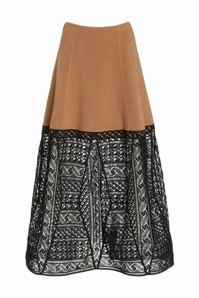 Sorvino Lace Midi Skirt in Camel Double-Face Recycled Cashmere Breezy Outfit