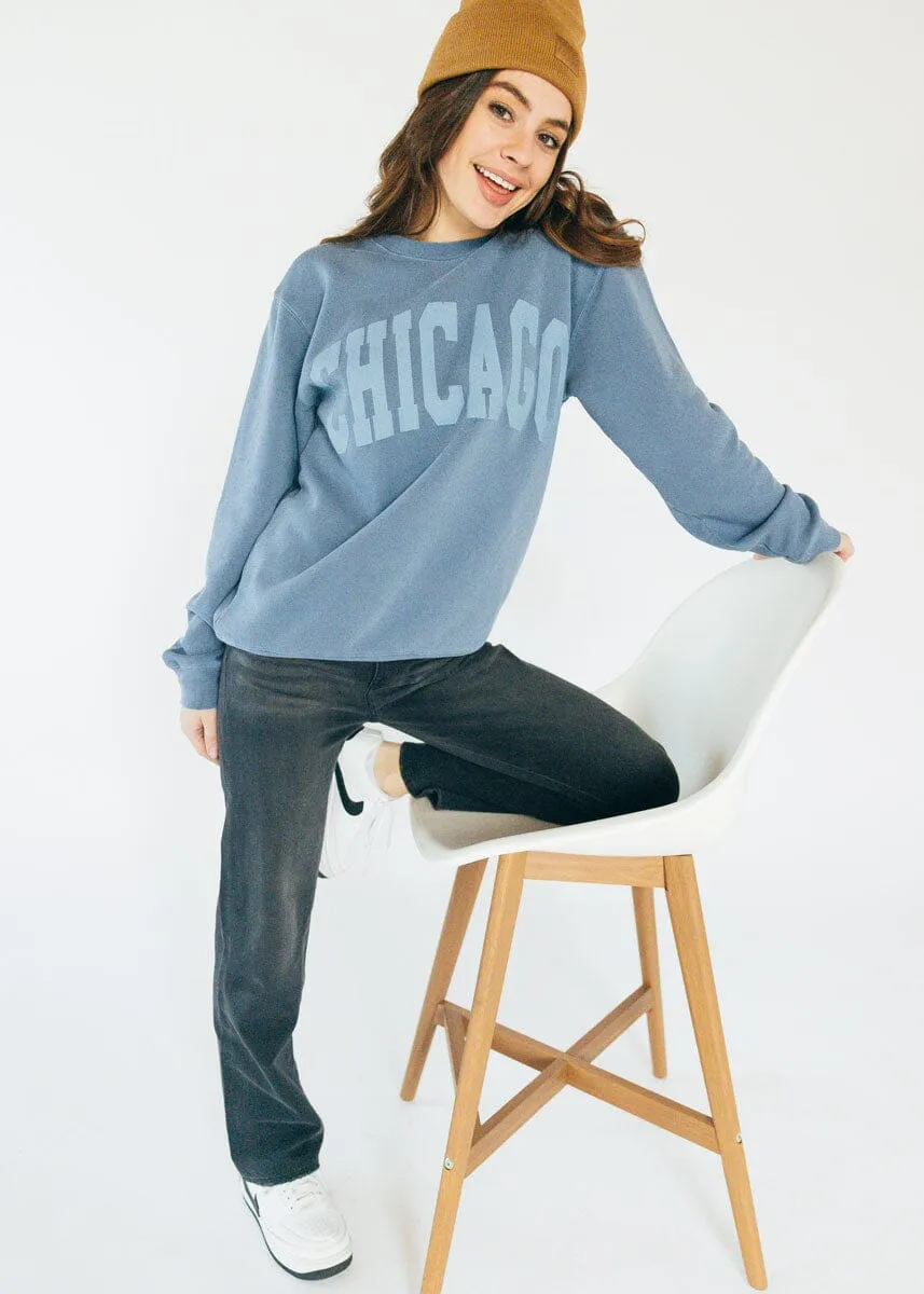 Chicago Collegiate Puff Sweatshirt - Slate Blue Breathable Look Light Fit Design