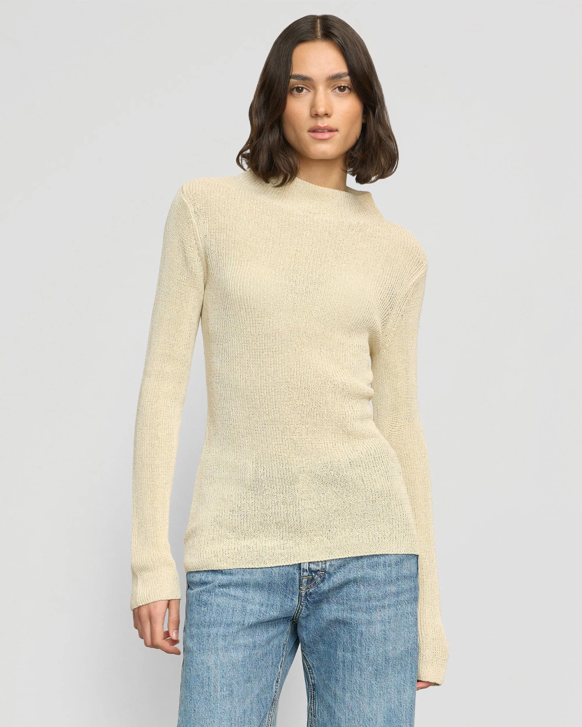 Breathable Mesh Panels Lynne Slim Semi-Sheer Sweater