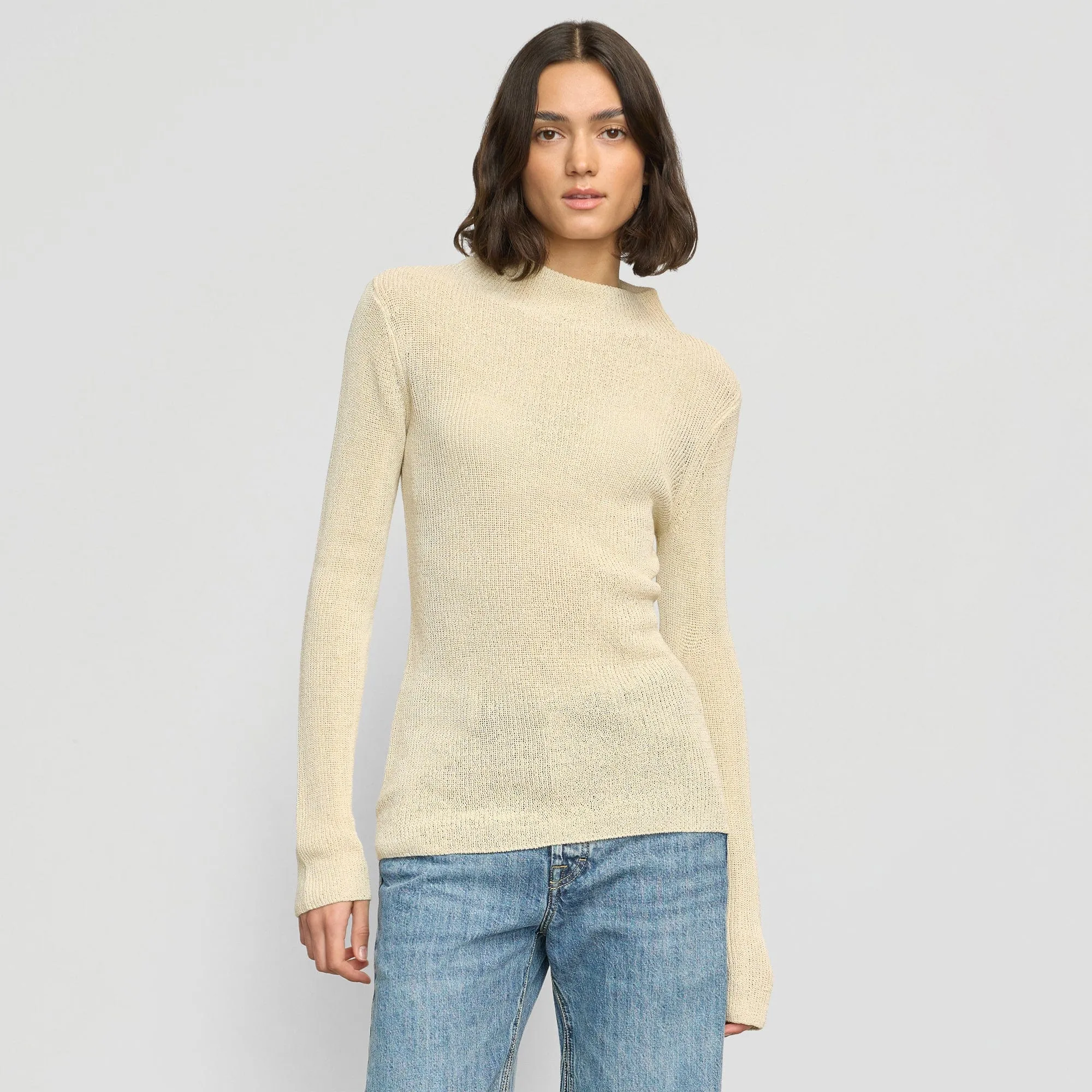 Lynne Slim Semi-Sheer Sweater Friction Resistant Edging