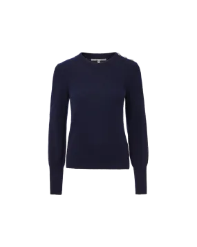 Chilly Day Knit Snuggle Fit Nelia Cashmere Pullover | Button Accent