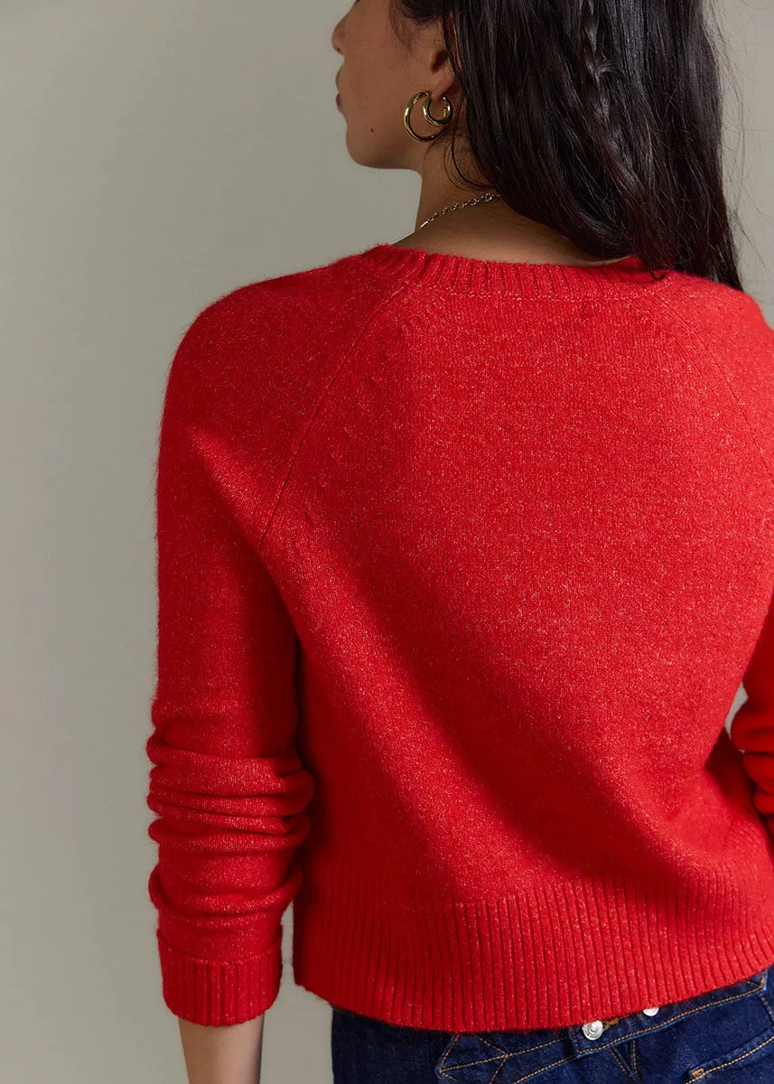 Layering Fashion Hygroscopic Fiber Blend School Girl Cardi - Cherry Pop Melange