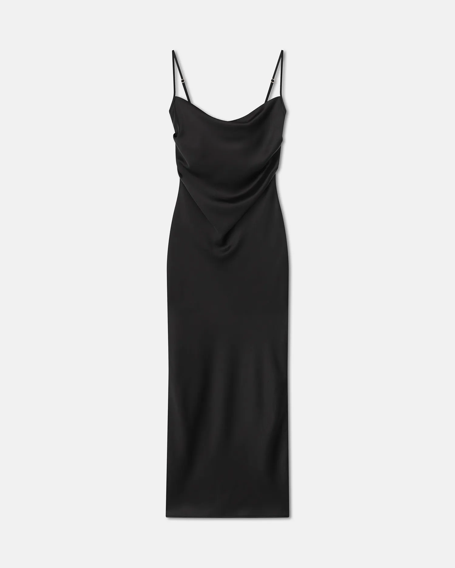 Sleek Texture Relaxed-fit maxi dress Macia - Slip Satin Dress - Black