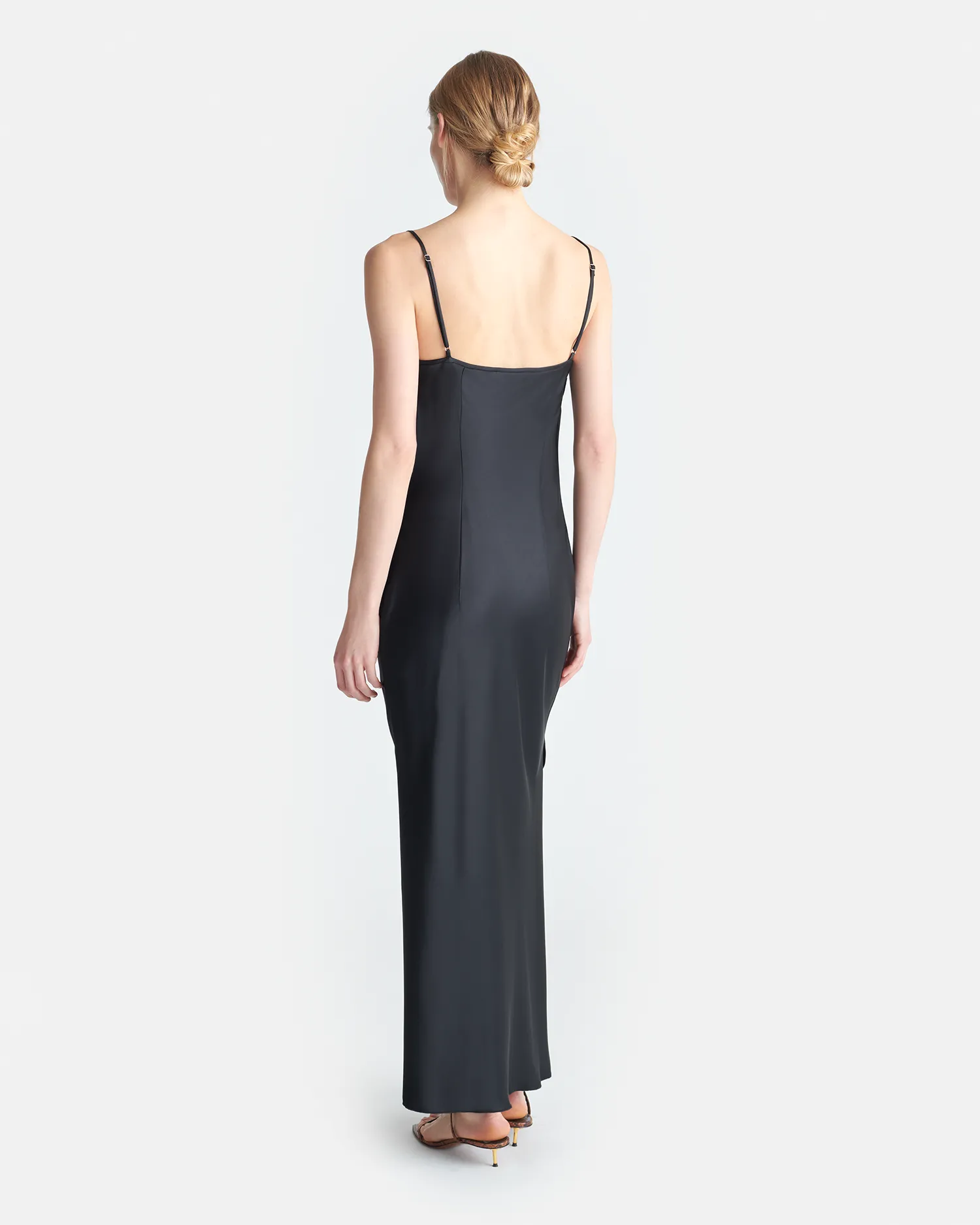Silky Shape Breathable Material Macia - Slip Satin Dress - Black