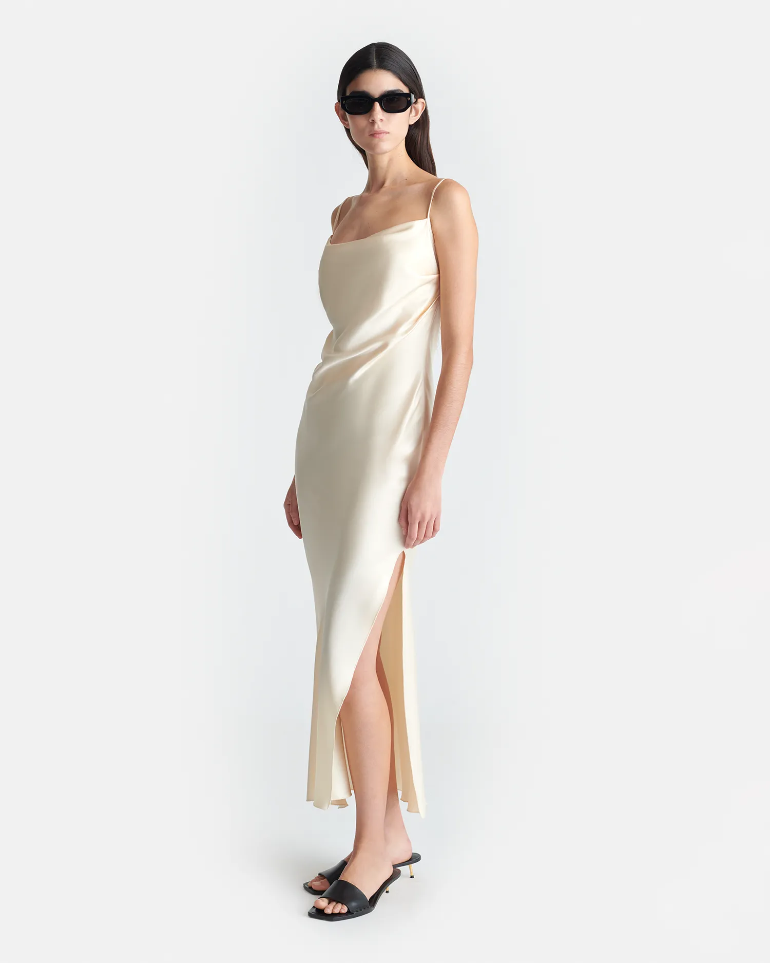 Macia - Slip Satin Dress - Creme elegant design Art Event