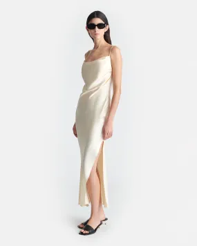 Macia - Slip Satin Dress - Creme elegant design Art Event