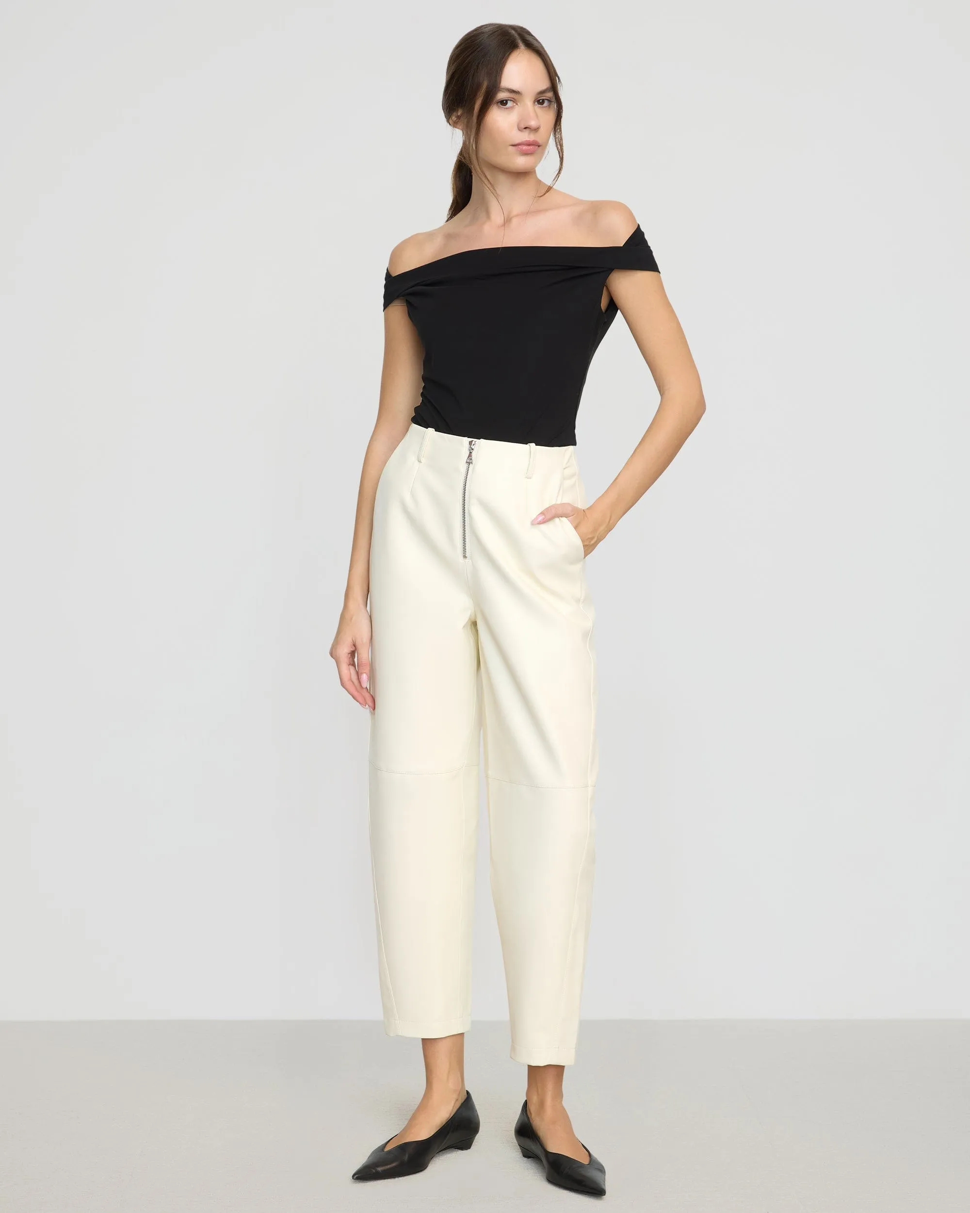 Relaxed Vibe Collared formality Mai Asymmetric Off-Shoulder Tee