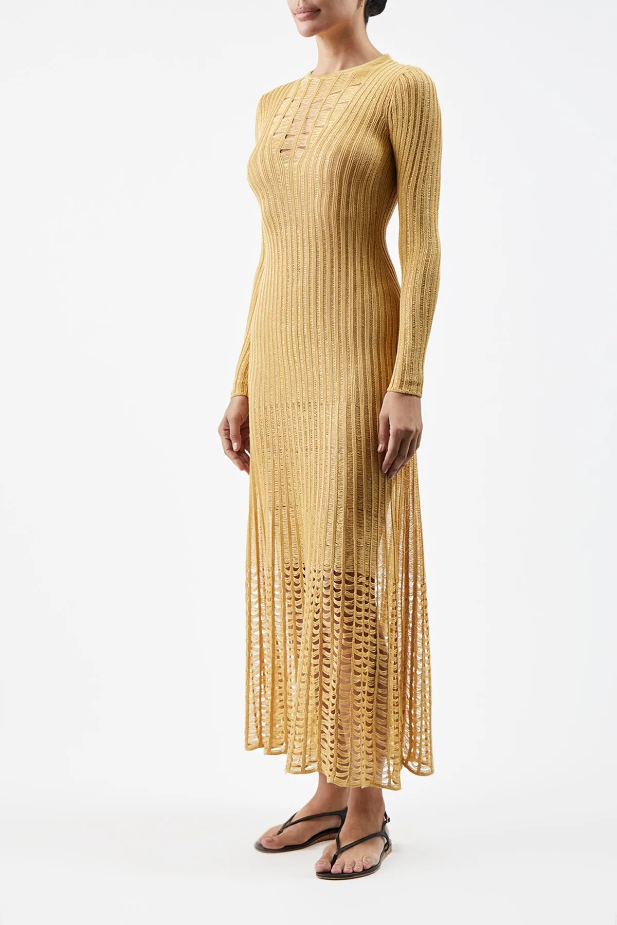 Maia Knit Dress in Gold Shappe Silk Soft Stitch