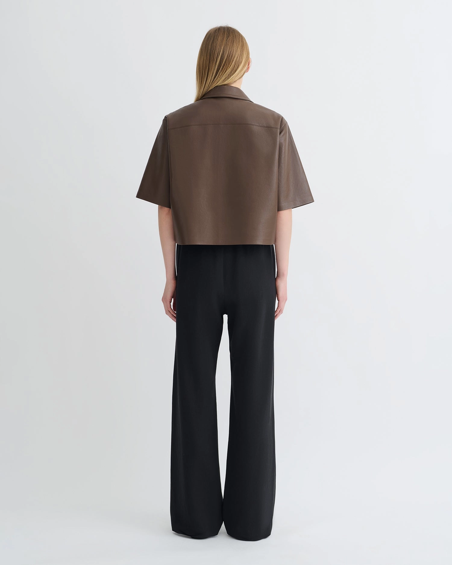 Maisie - Regenerated Leather Shirt - Chocolate Casual Vibe Breathable Lining