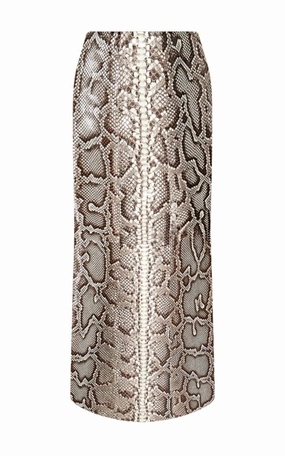 raw hem Manuela Midi Skirt in Greyscale Inversa? Snakeskin