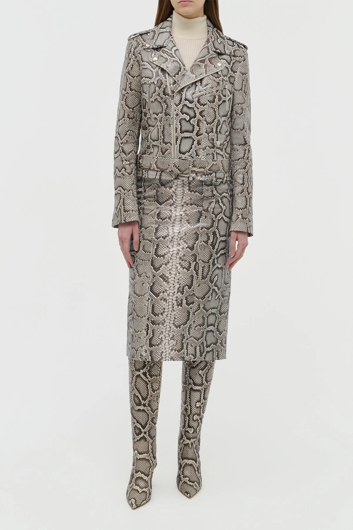 Daily Wear Manuela Midi Skirt in Greyscale Inversa? Snakeskin