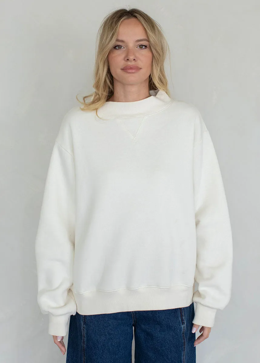 Chilly Look Marjorie Fleece Wide Neck Sweatshirt - Cream
