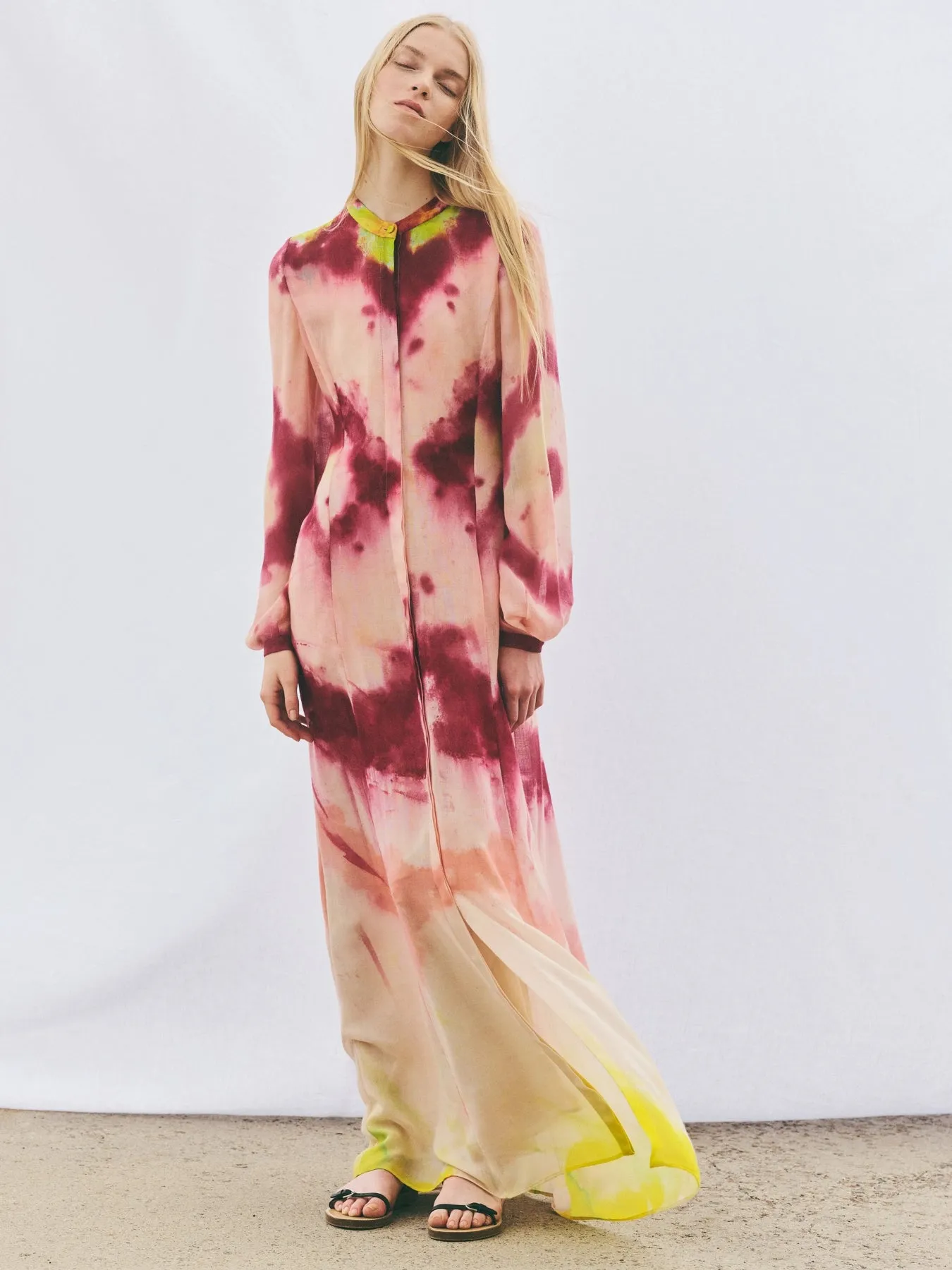 Massey Dress in Multi Tie Dye Cashmere Relaxed Waist