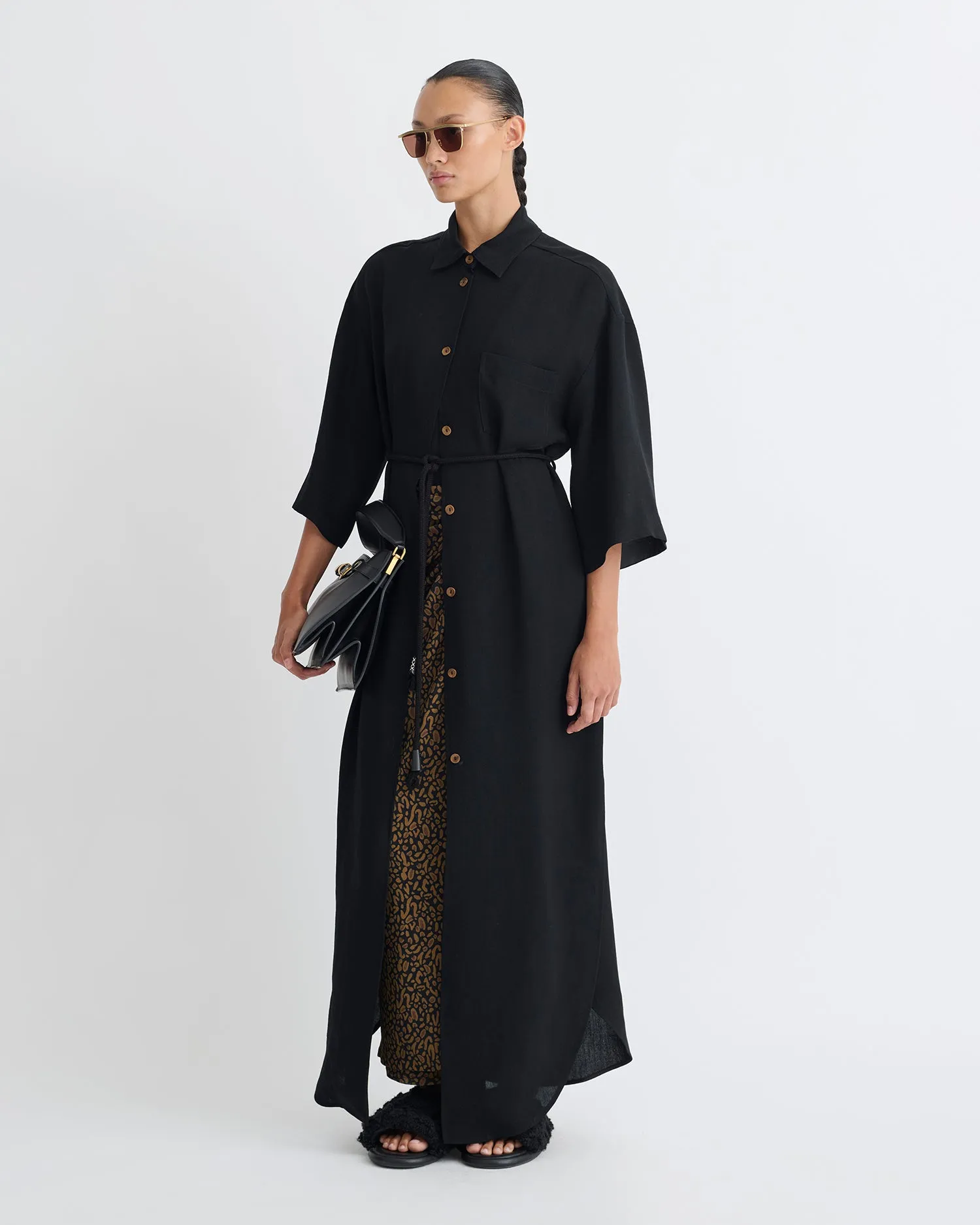 Sharp Motion London Cool Damala - Tech Linen Shirt Dress - Black