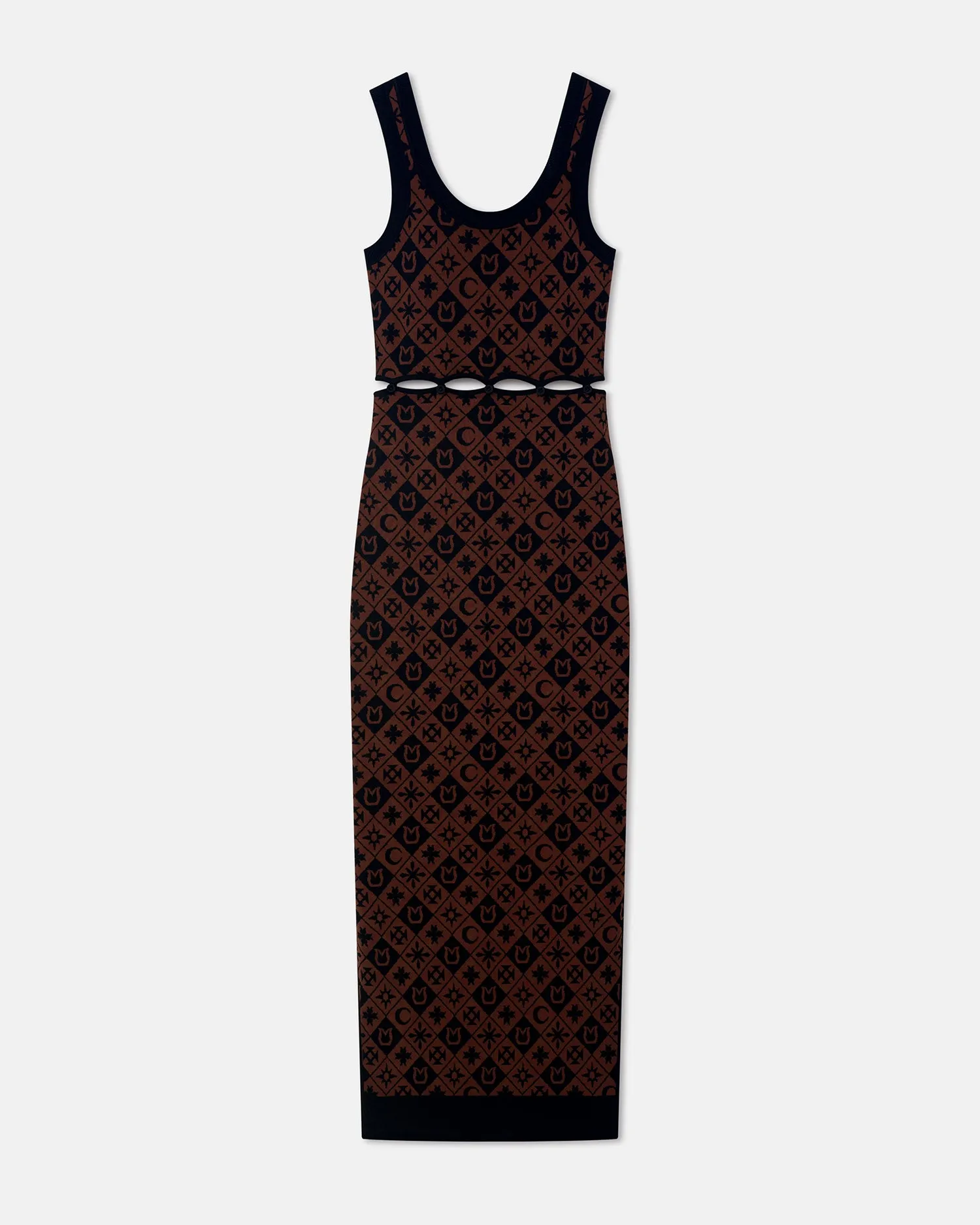 Travel-Style Maves - Knitted Midi Dress - Symbol Tile Mahogany