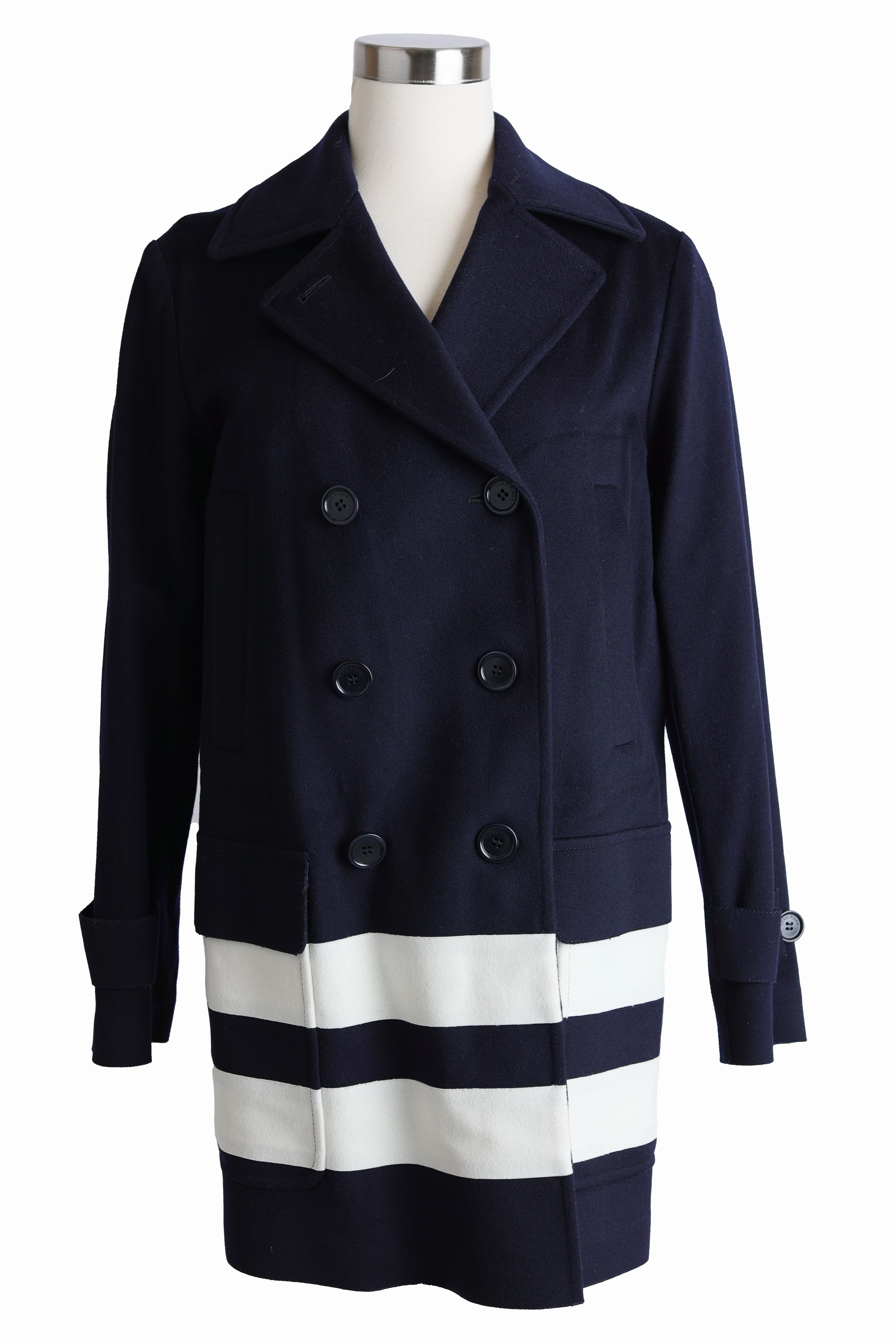 Maxfield Wool Double Breasted Waterproof Dress Coat Tapered Hem