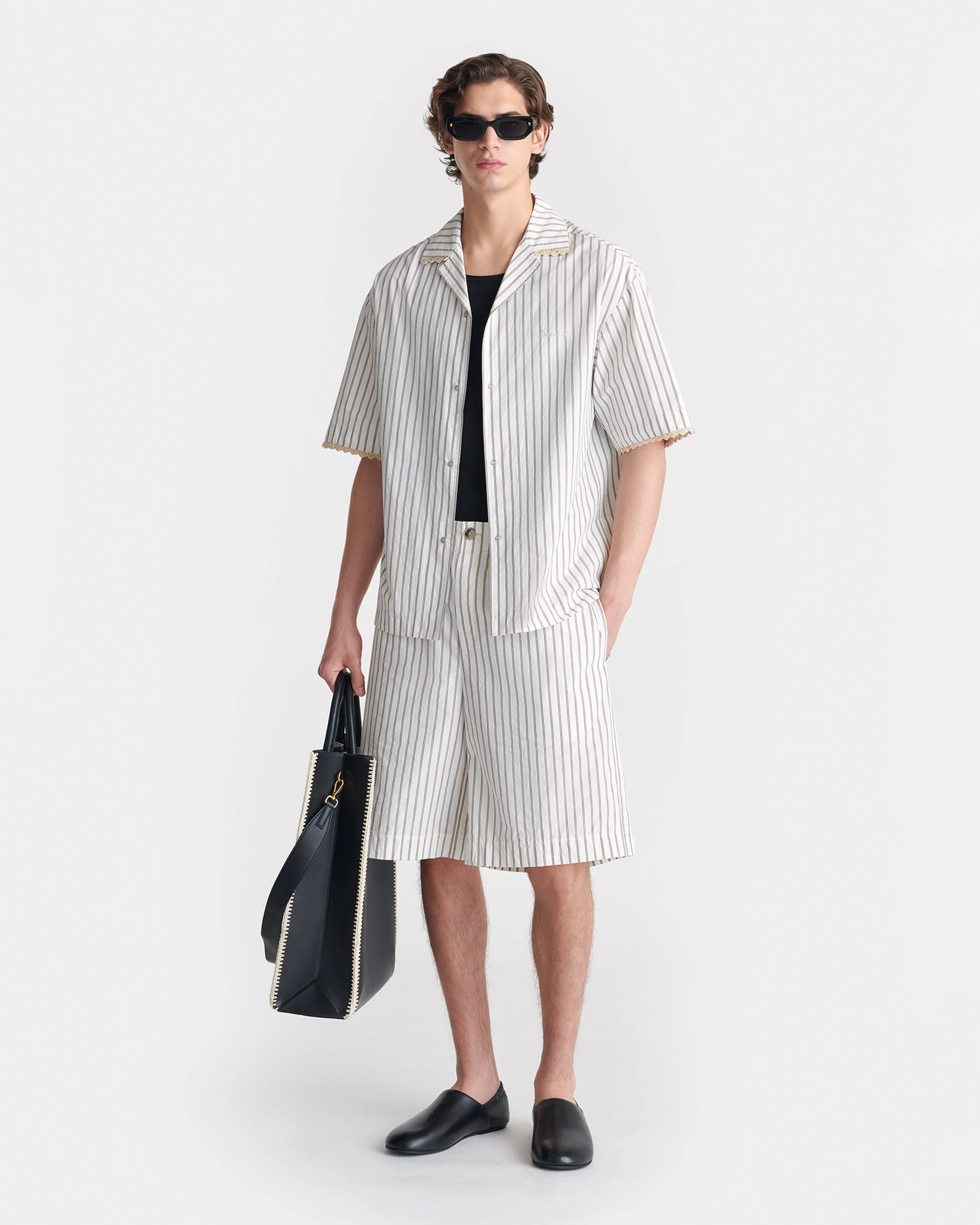 Autumn Look Maxton - Striped Crochet Shirt - Creme