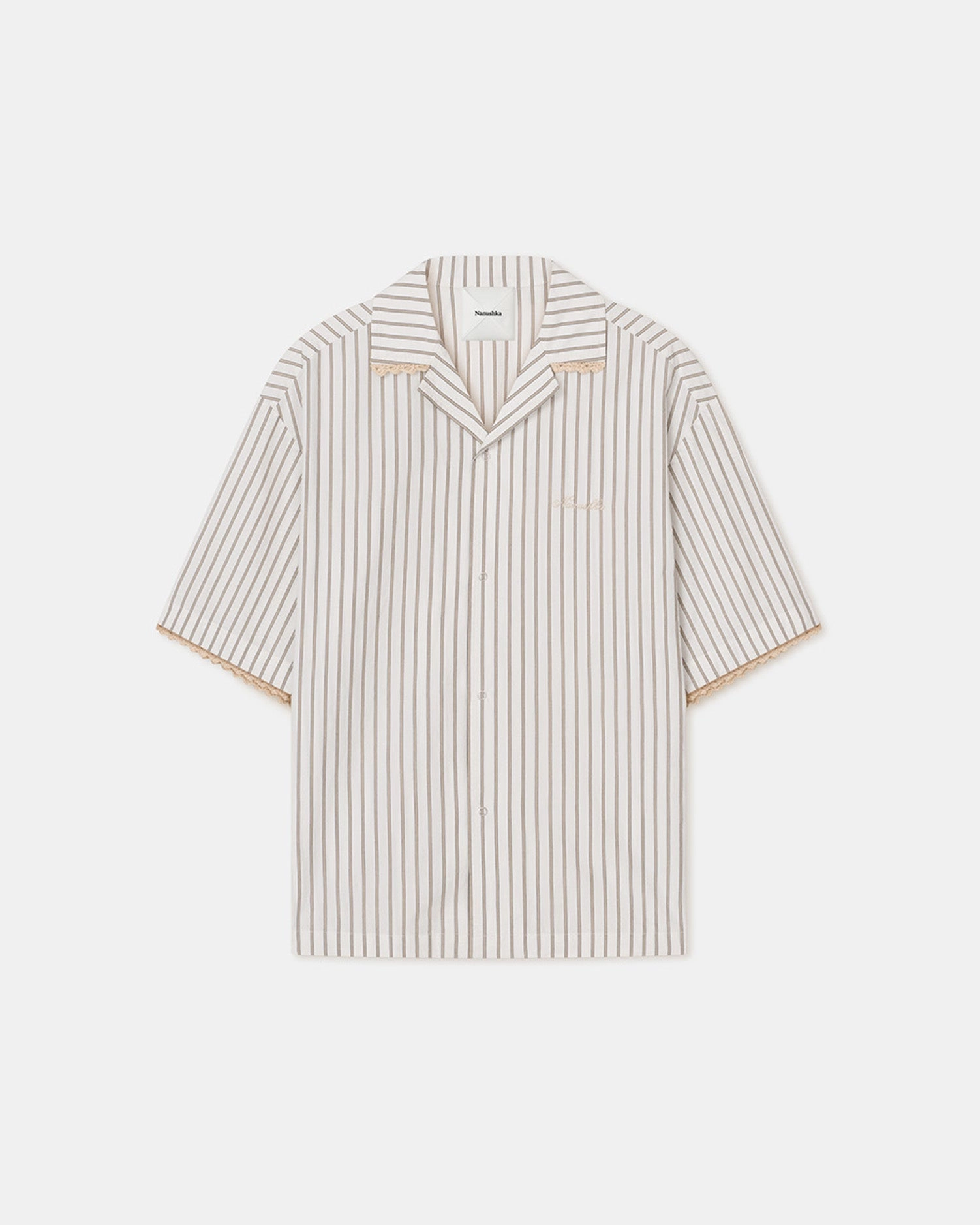 Maxton - Striped Crochet Shirt - Creme Animal Print