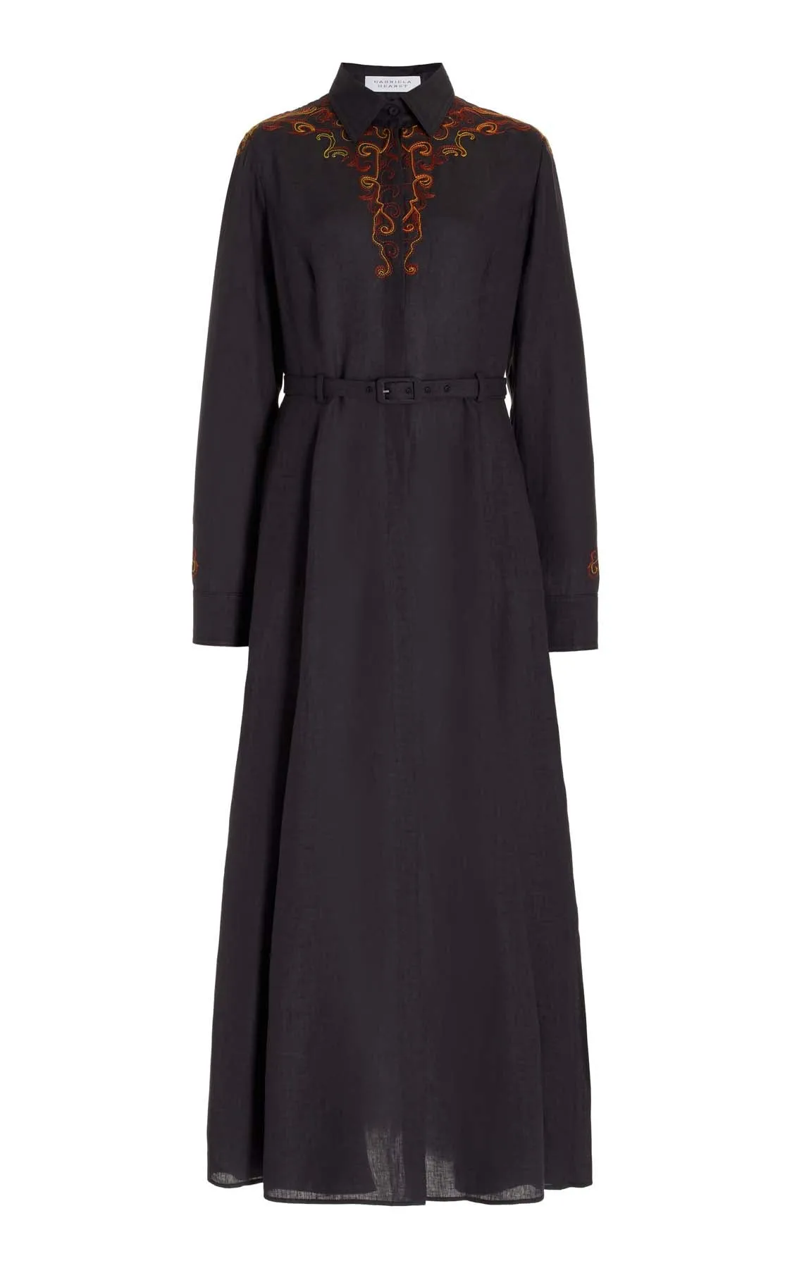 Mcgraw Embroidered Shirtdress in Charcoal Aloe Linen Elegant Fabric All-Occasion Look