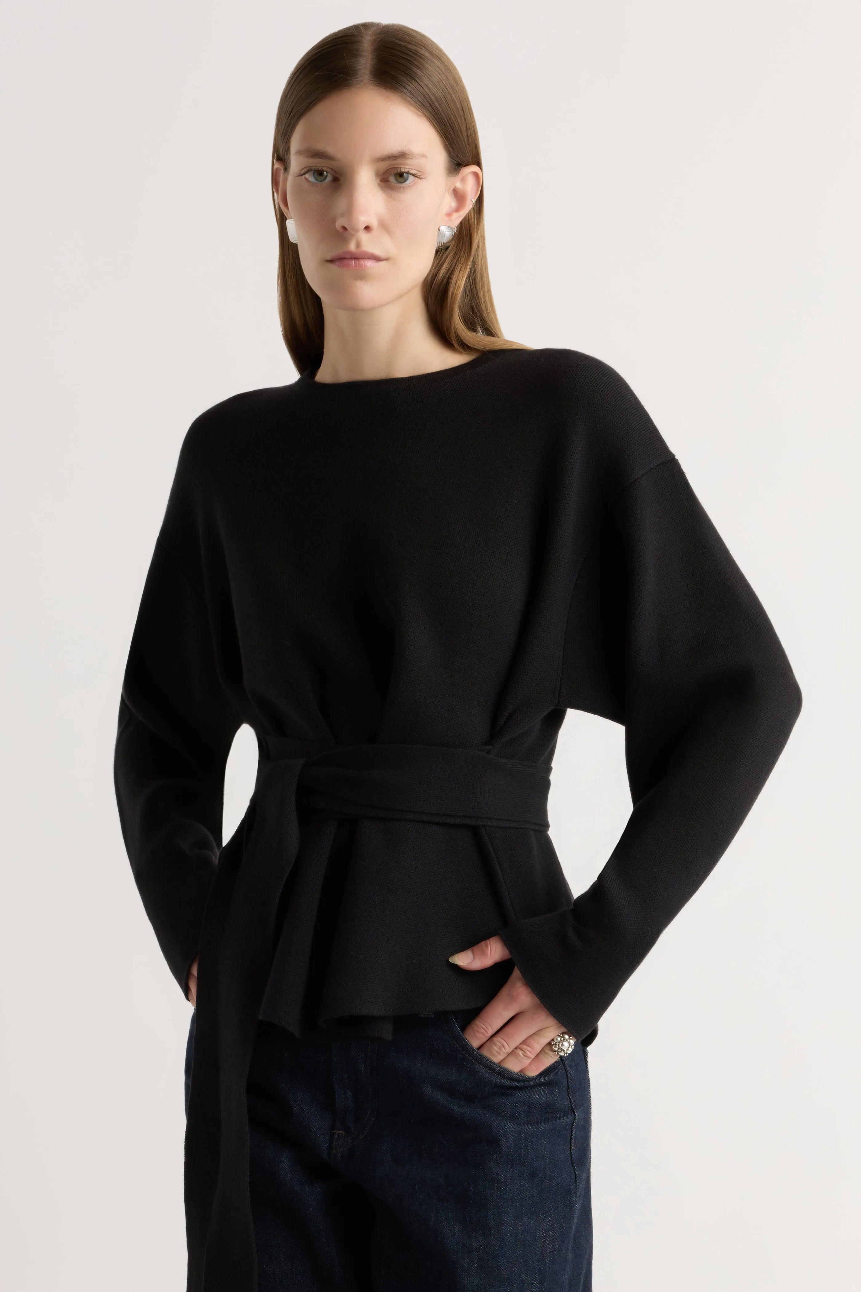 Layering Knit Nara Tie-Front Knit Sweater