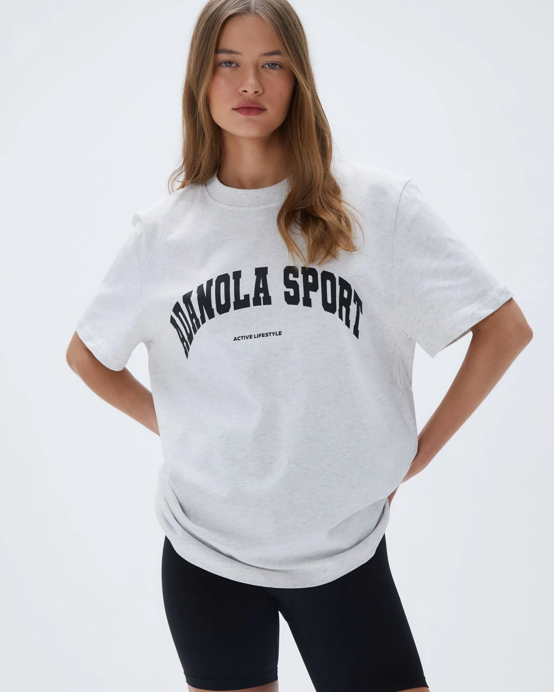 FadeResistant BoxyCrop AS Short Sleeve Oversized T-shirt - Light Grey Melange/Black