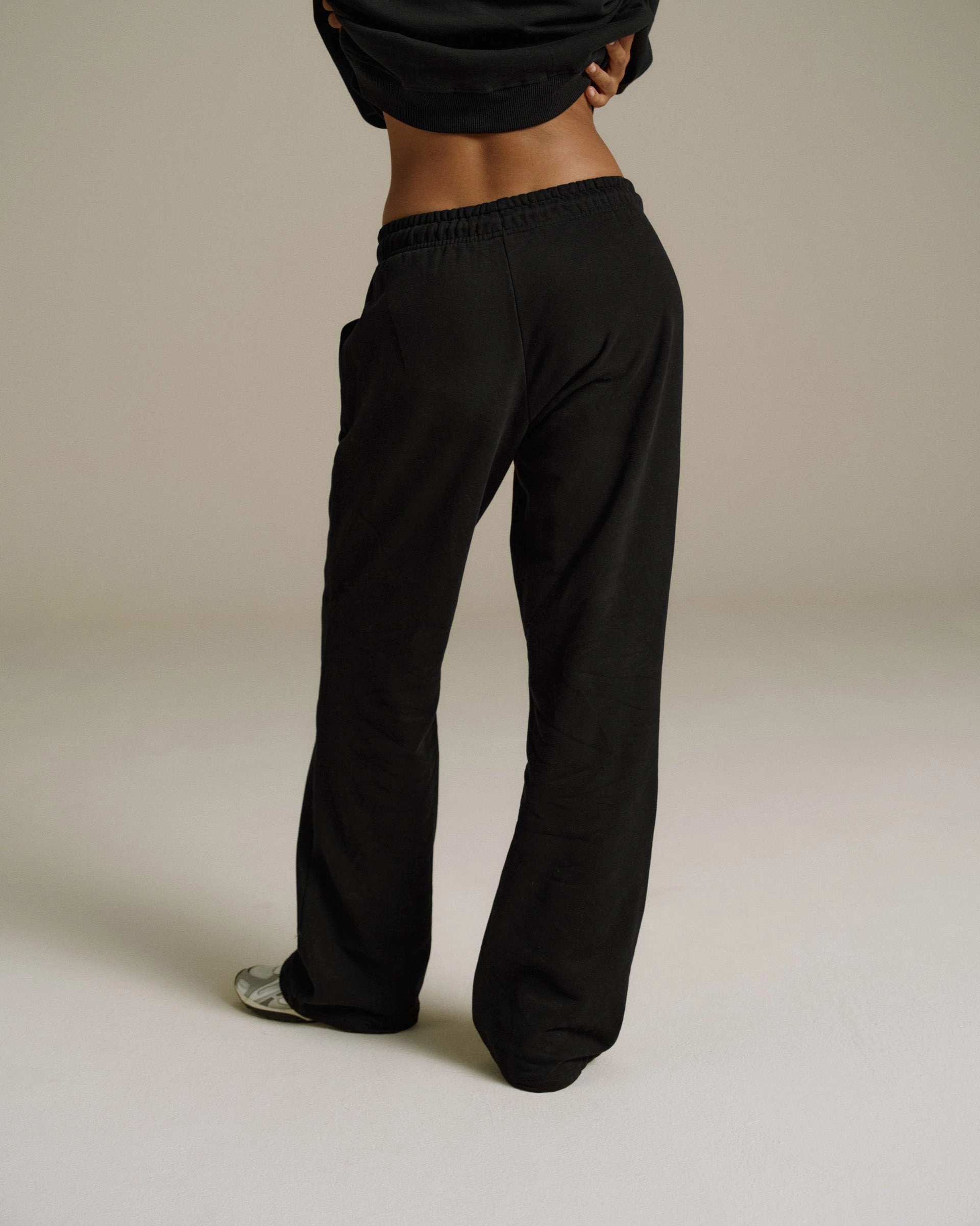 Varsity Loose Fit Straight Leg Sweatpants - Black Comfortable Fabric NonRestrictiveFit