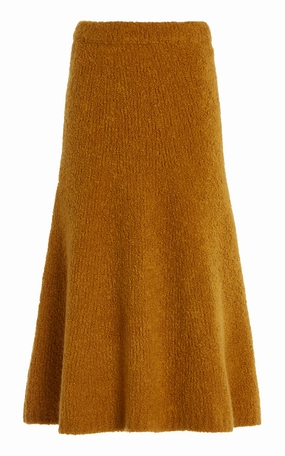 Custom made Tonal Layering Pablo Knit Midi Skirt in Saffron Cashmere Silk Boucle