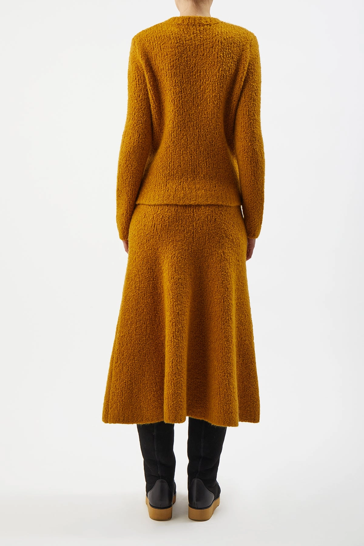 Smart Look Pablo Knit Midi Skirt in Saffron Cashmere Silk Boucle