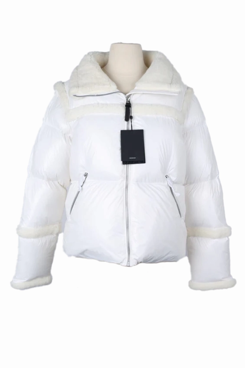 Matte Surface Texture Miya Down Filled Puffer Jacket W/ Sherpa Trim