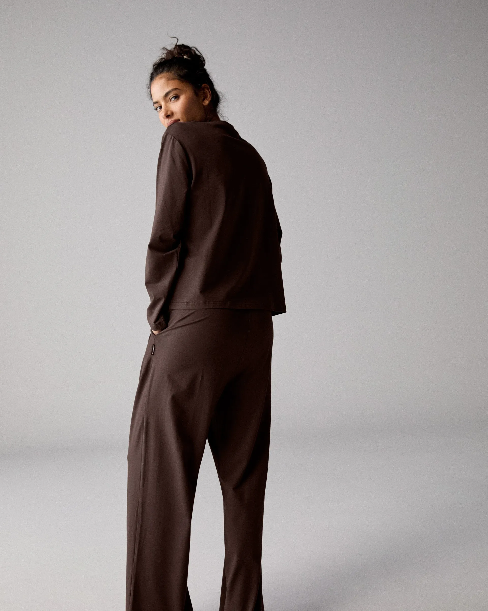 Modal Long Sleeve Oversized T-shirt - Chocolate Brown AllDay Comfort Design