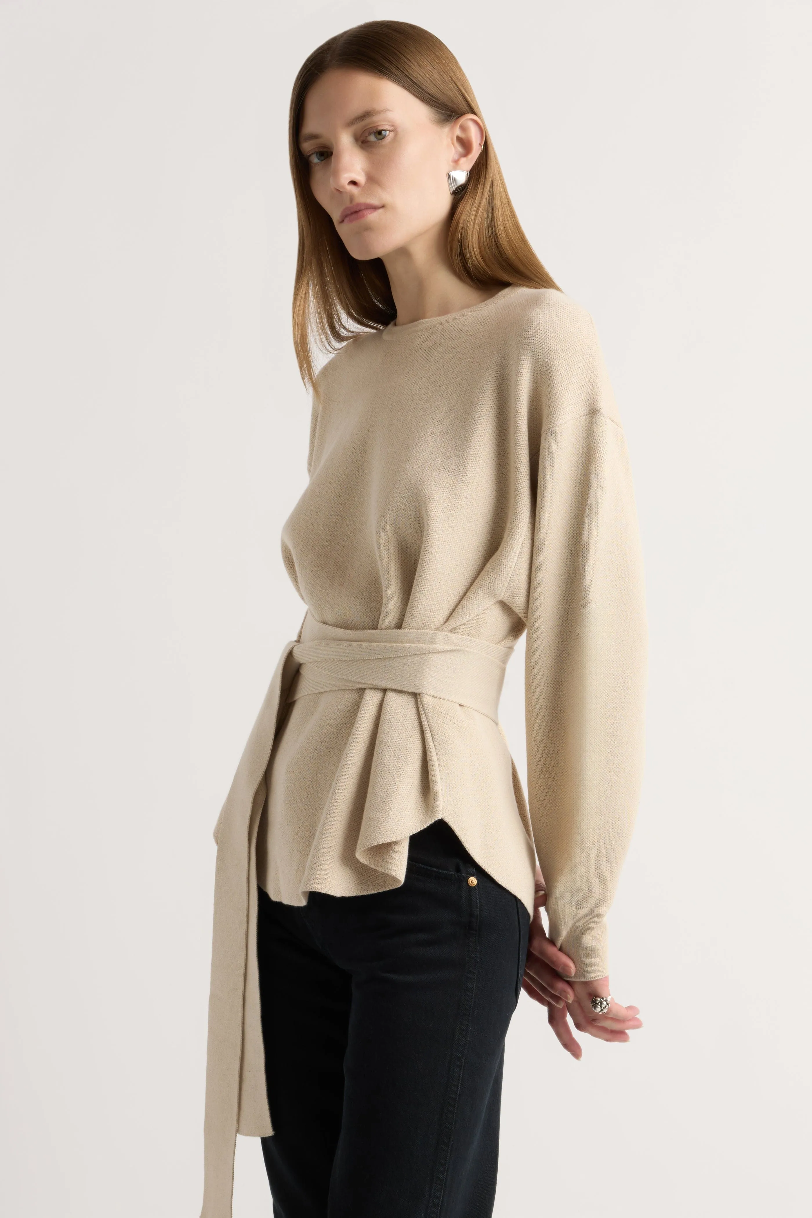 Light and Cozy Nara Tie-Front Knit Sweater