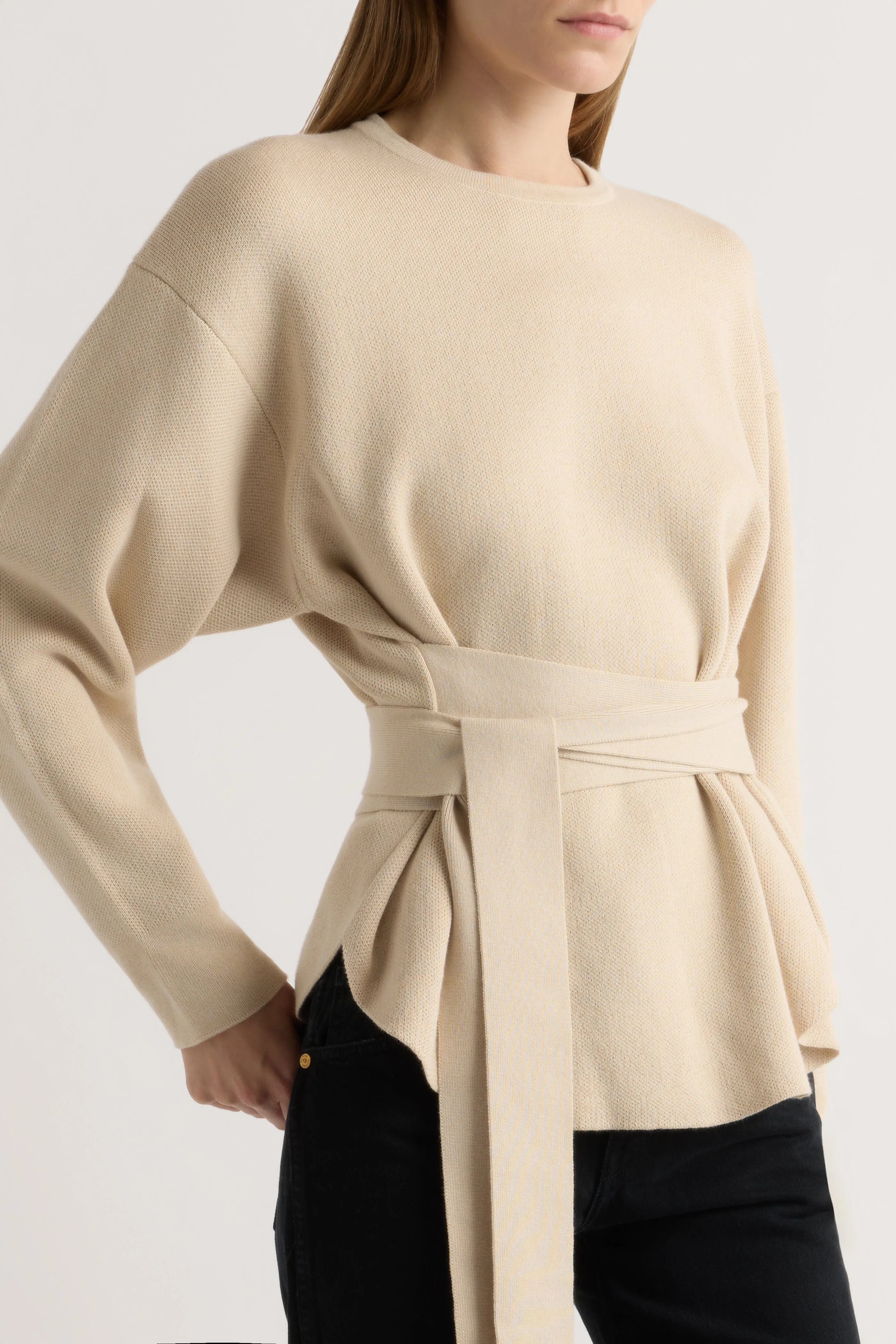 Comfortable Layer Nara Tie-Front Knit Sweater