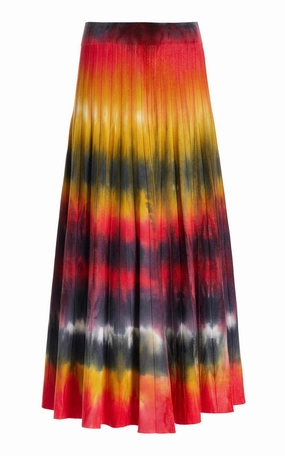 Ella Knit Midi Skirt in Fire Tie Dye Cashmere Fit Choice