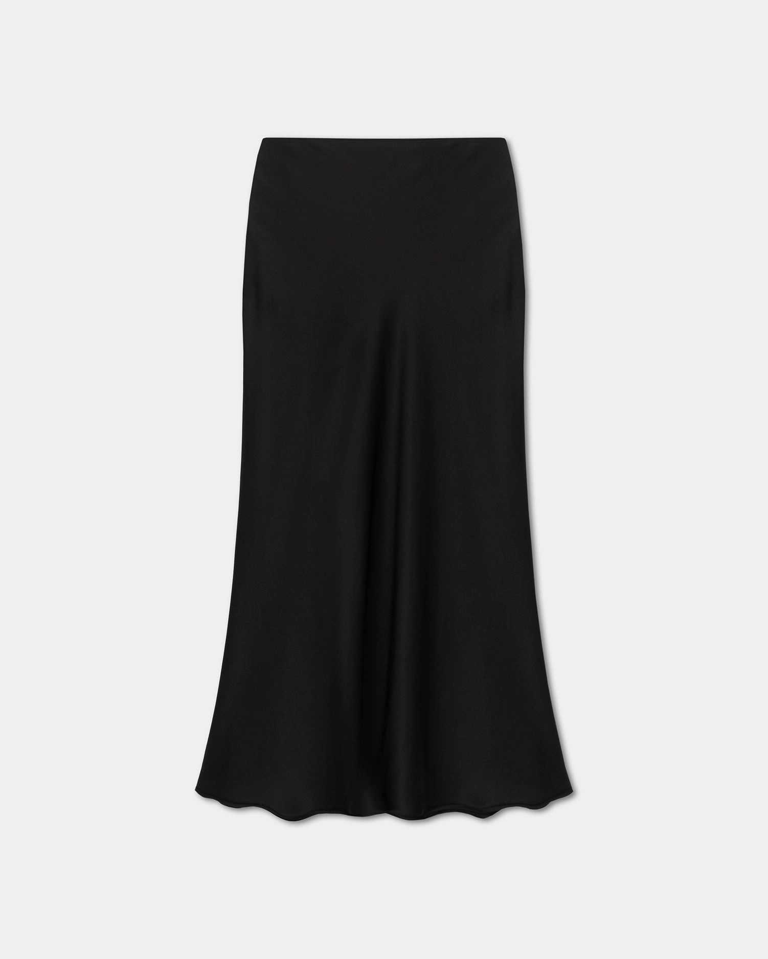 Razi - Slip Satin Midi Skirt - Black Refined Finish